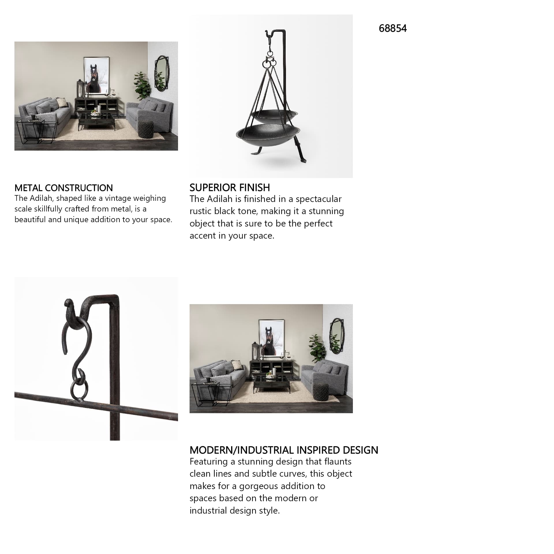 Adilah 16L x 10W Black Metal Vintage Inspired Weighing Scale — in a styled room