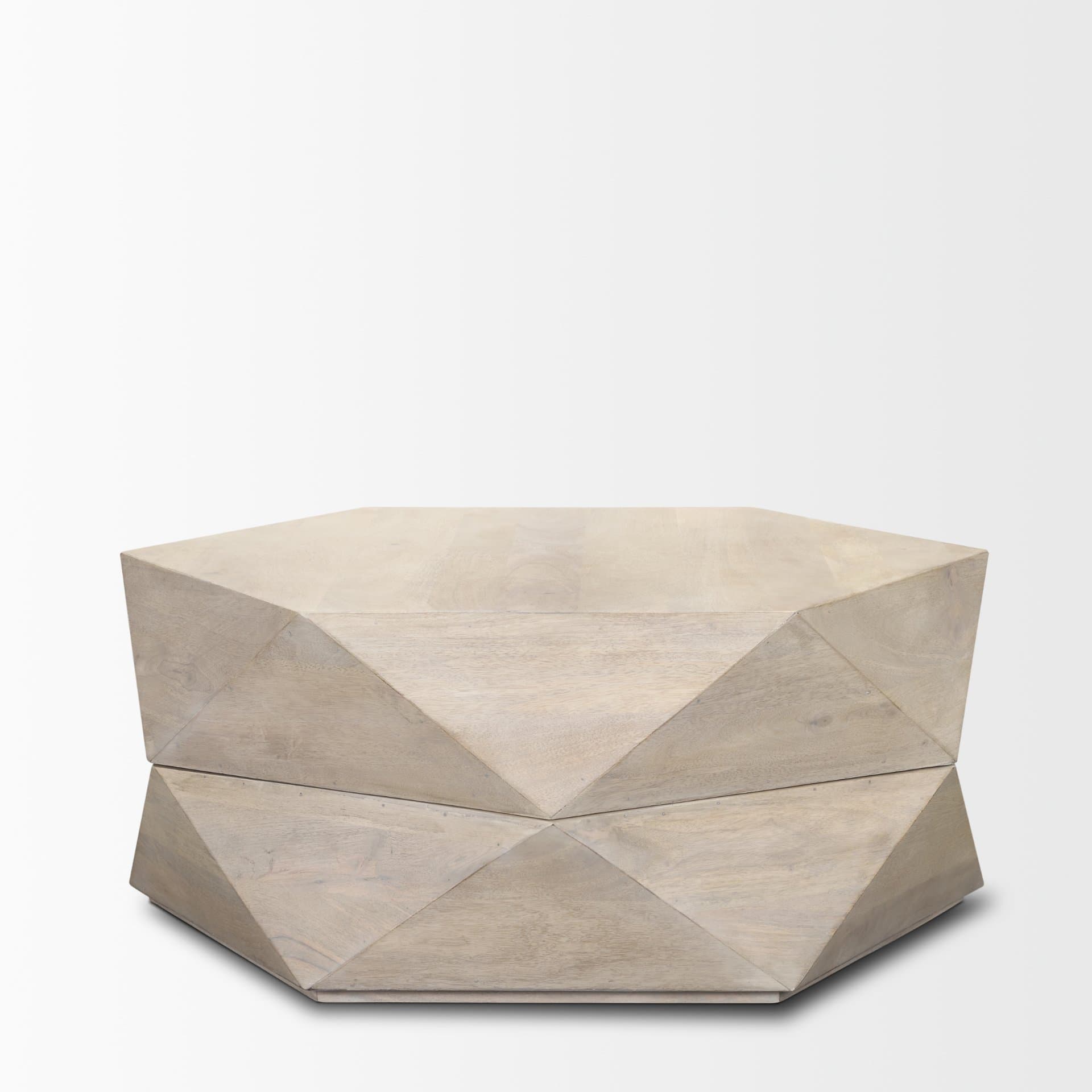 Arreto 36" Hexagonal Hinged Solid Wood Top and Base Coffee Table — product photograph