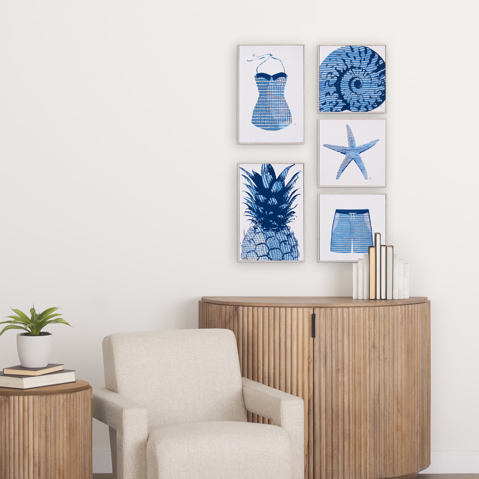Summer Collection I by Mercana Studio a Hand Embelished Textured Framed Art Print — in a styled room