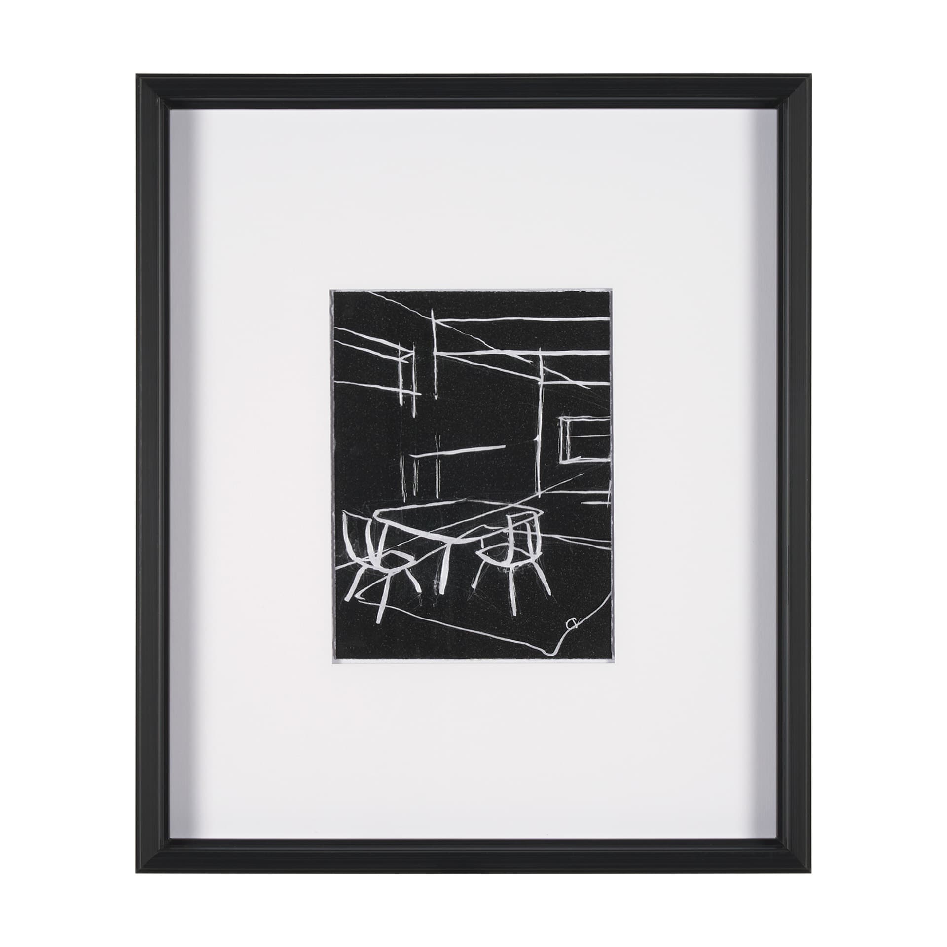 Interior Sketch III by Mercana Studio a Hand Embellished Framed Art Print Matted under Glass — product photograph