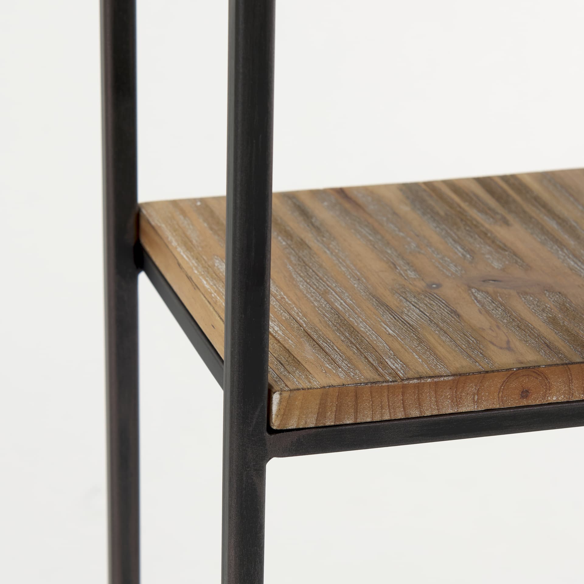 Ronin 25"H Rectangle 2-Tier Wood w/ Black Metal Accent Table — product photograph