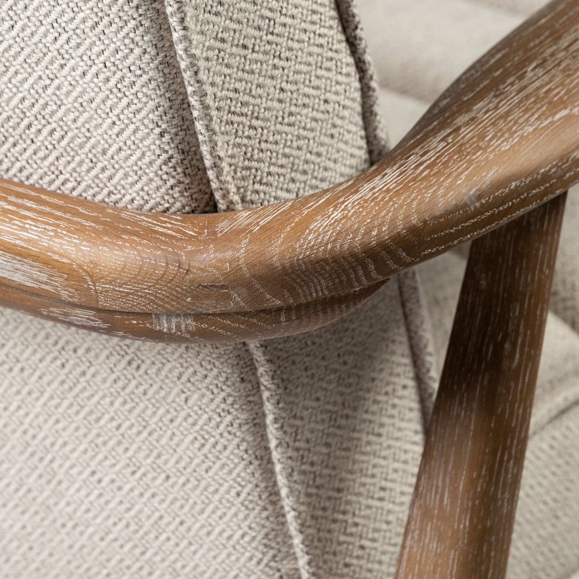 Ajax II Cream Fabric W/ Brown Wooden Frame Accent Chair — product photograph