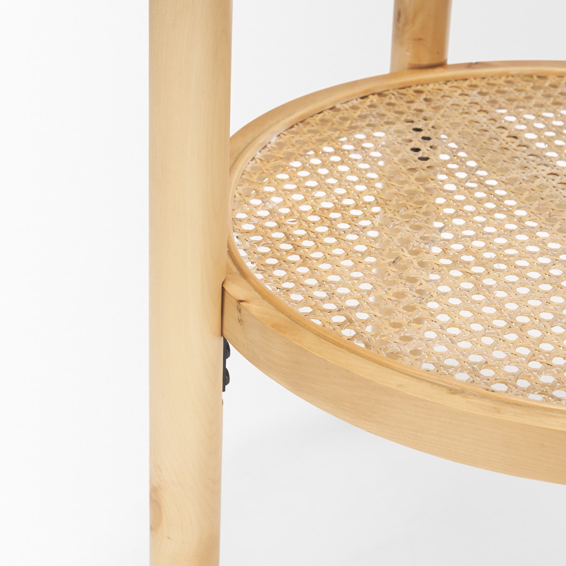 Weslyn Solid Light Brown Wood and Glass Top w/ Cane Side Table — product photograph