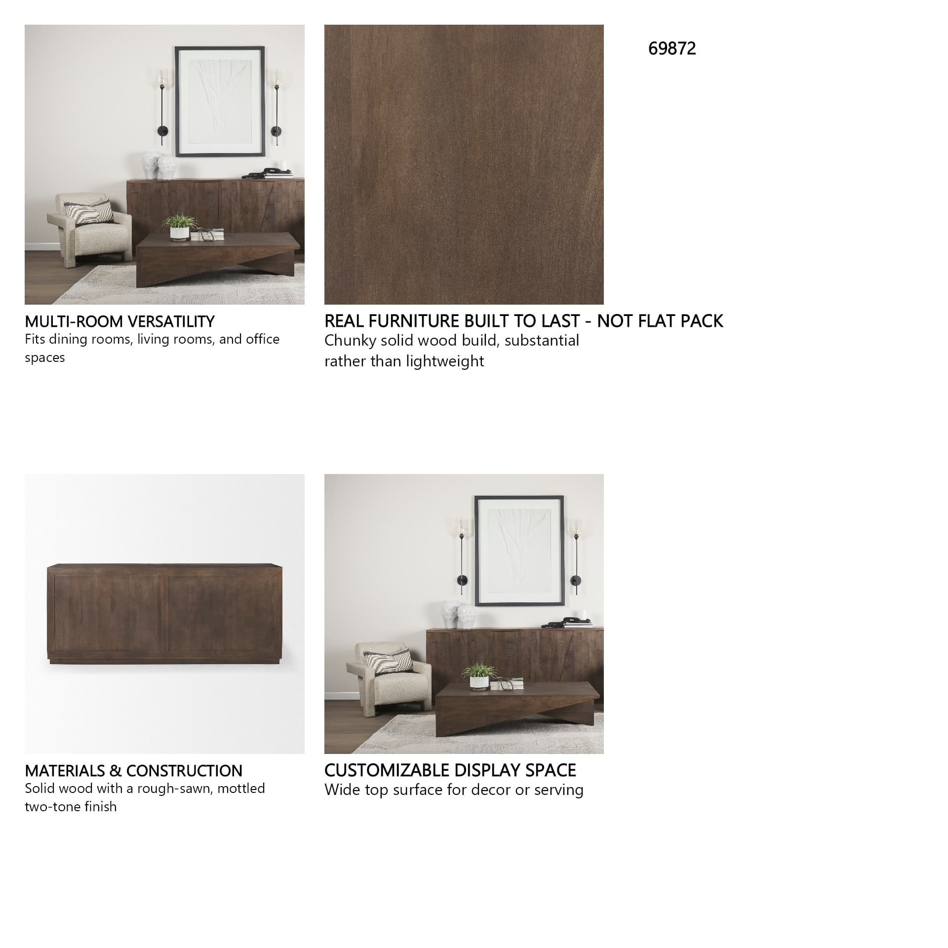 West 82.0L x 18.0W x 34.0H Wooden Angular Sideboard — in a styled room
