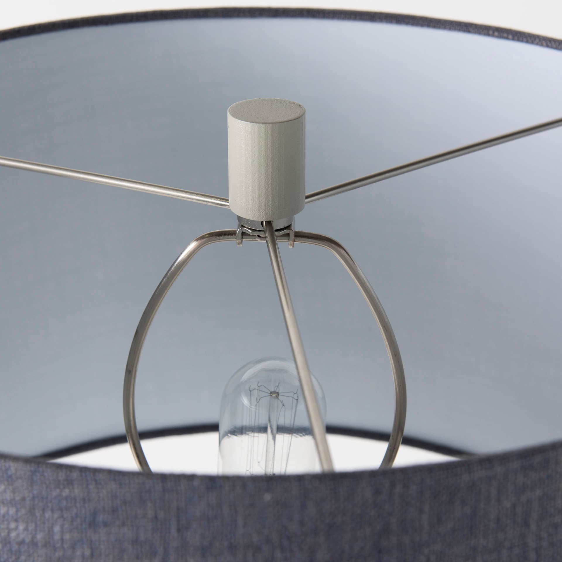 Quinn 19.0L x 19.0W x 24.6H Beige Base W/Navy Fabric Shade Table Lamp — product photograph