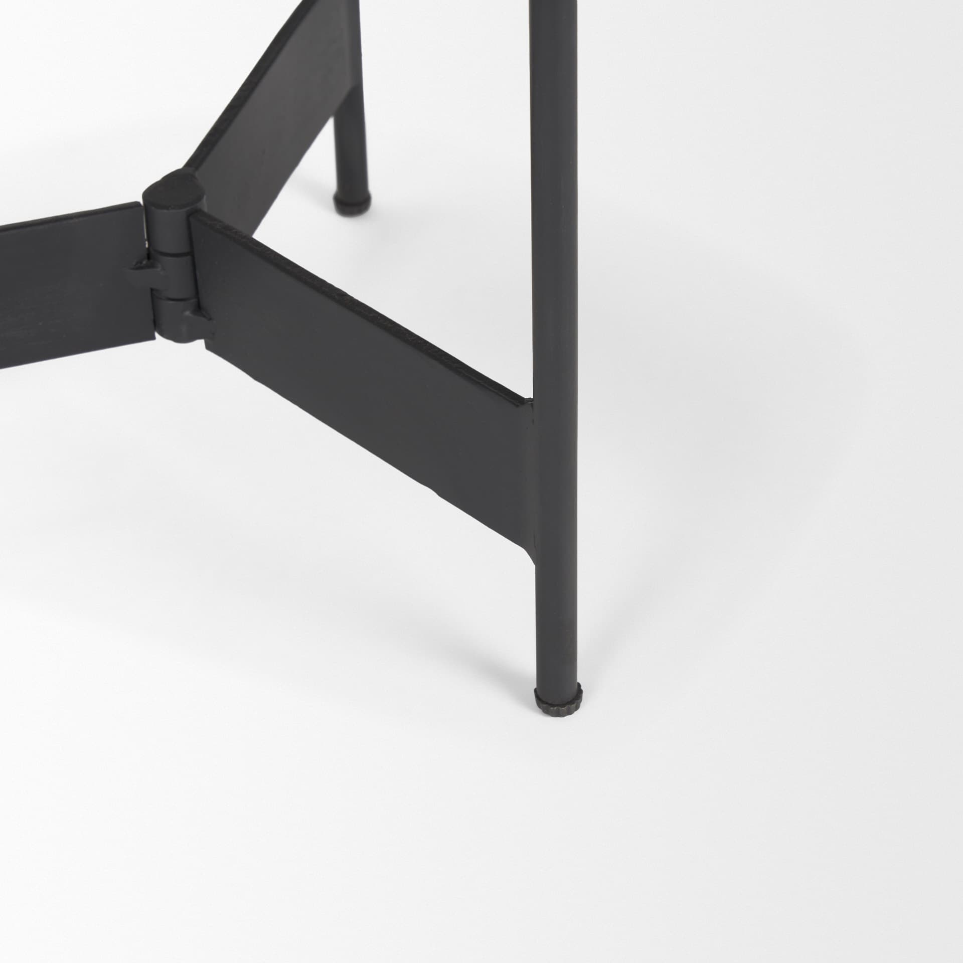 Wade Travertine Marble w/ Matte Black Metal End Tables — product photograph