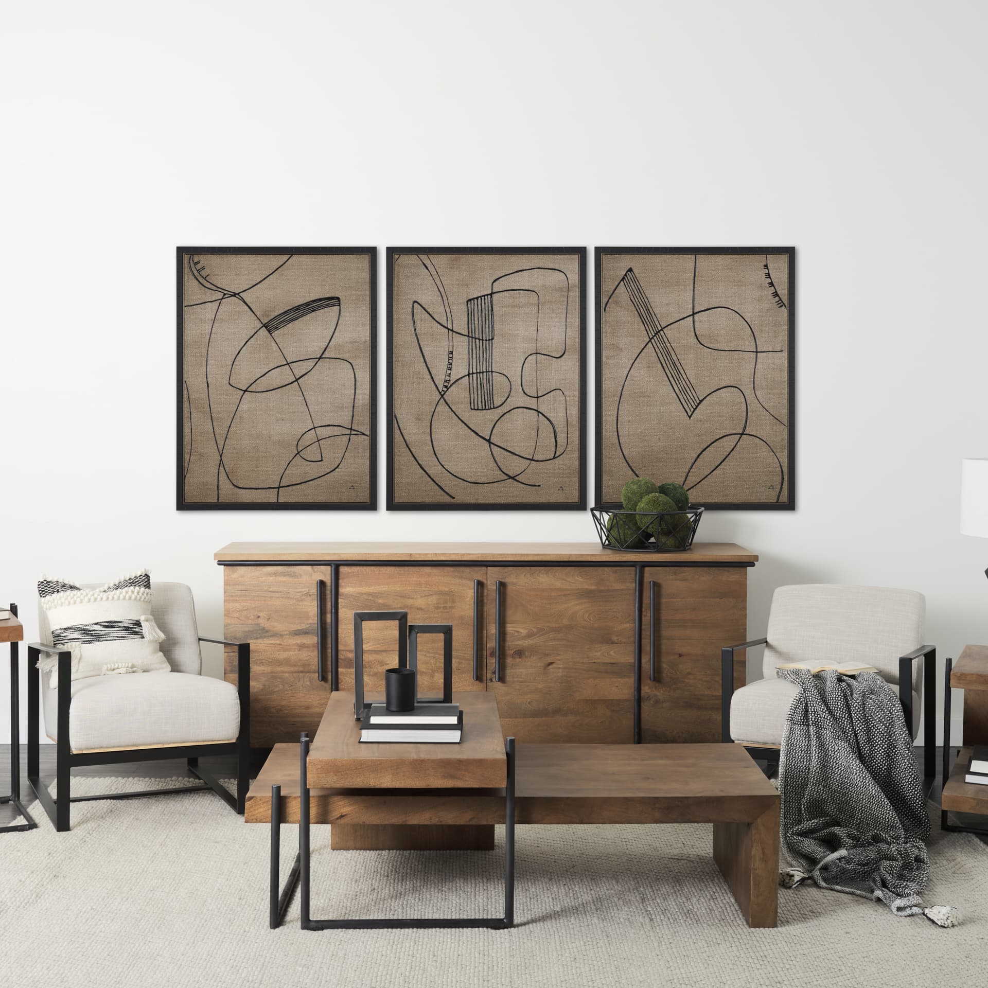 Mandolin Music by Mercana Studio a Hand Embellished Textured Canvas — in a styled room