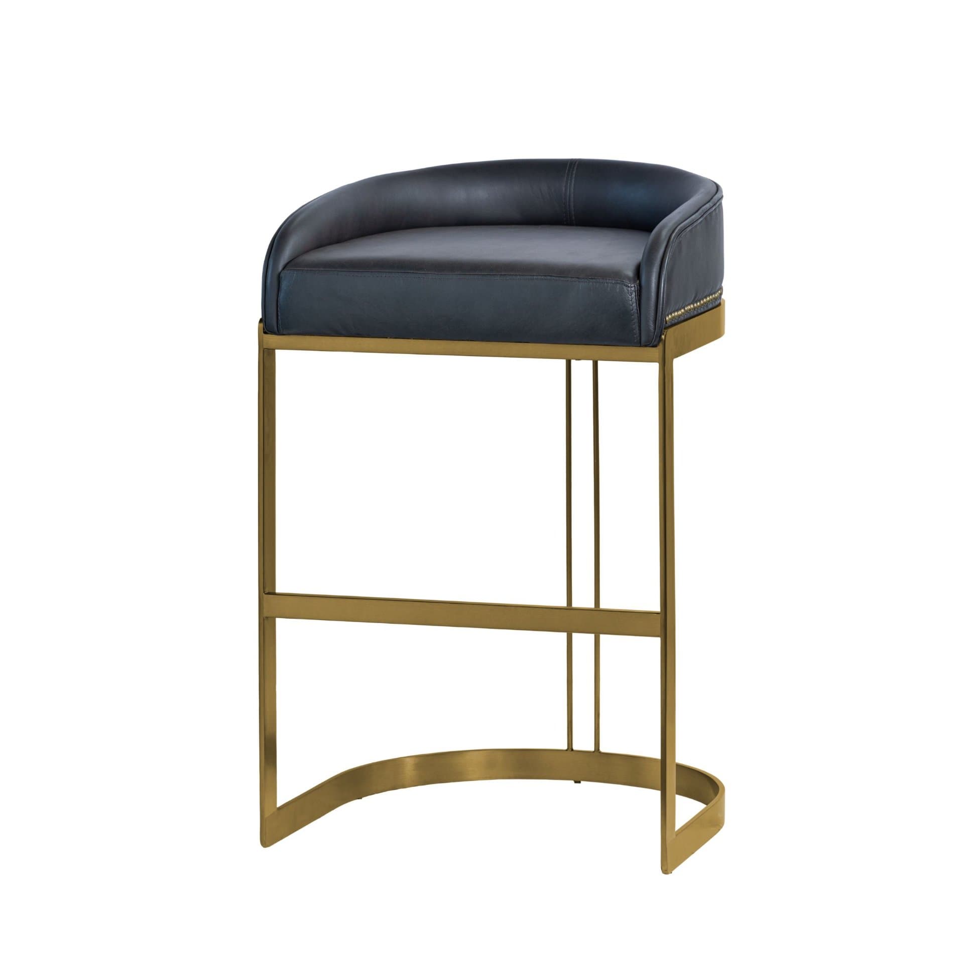 Hollyfield Low Back 28.75in Seat Bar Stool | Charcoal Brown Leather — product photograph