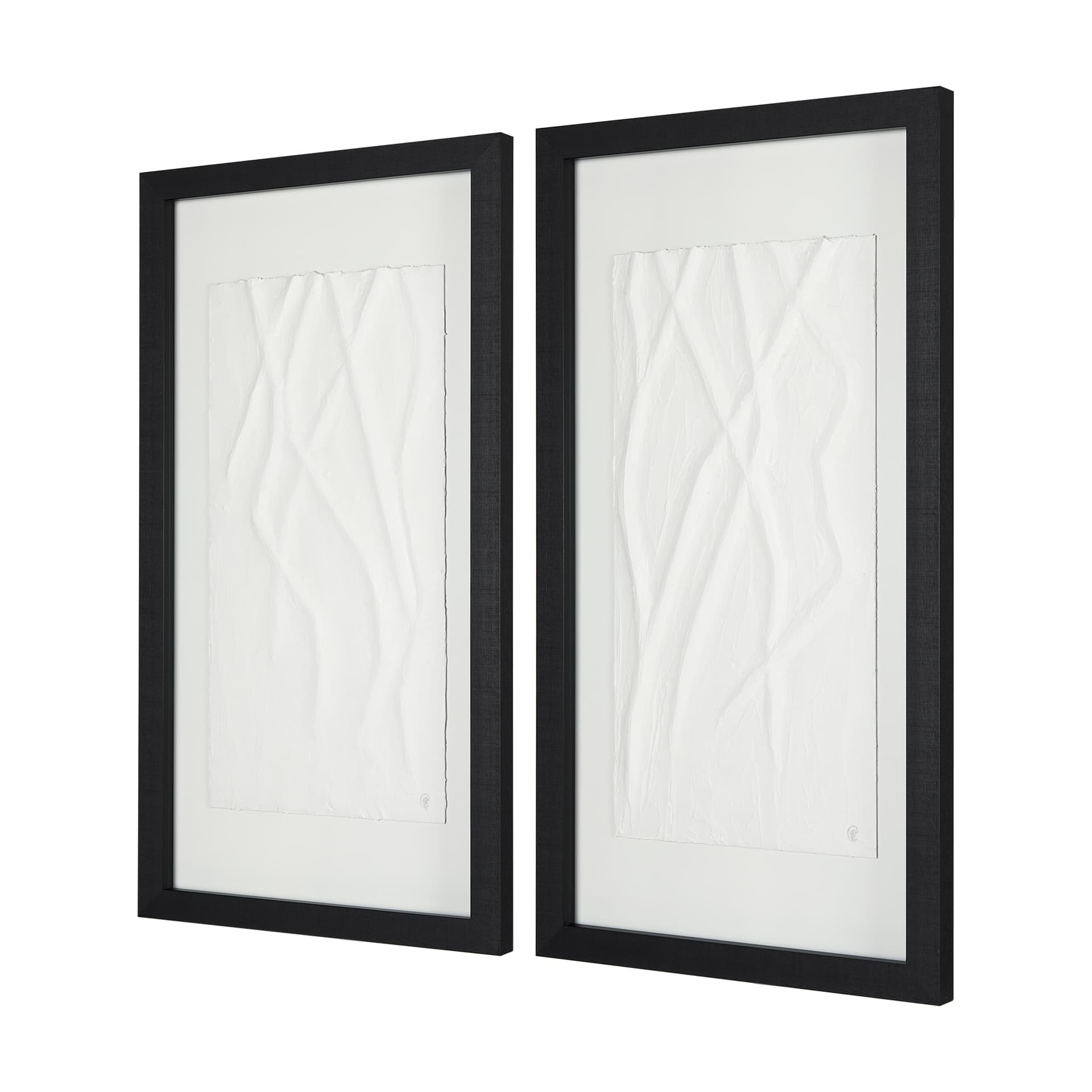 White Vines II (SET OF 2) by Studio M a handmade Original Framed 3D Textured Artwork under Glass — product photograph