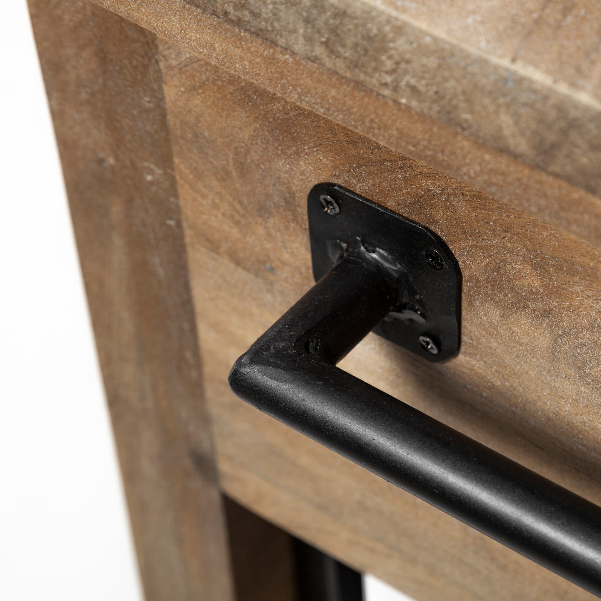 Stuart I Brown Solid Wood Top Two-Tier Black Metal Rolling Kitchen Island — product photograph