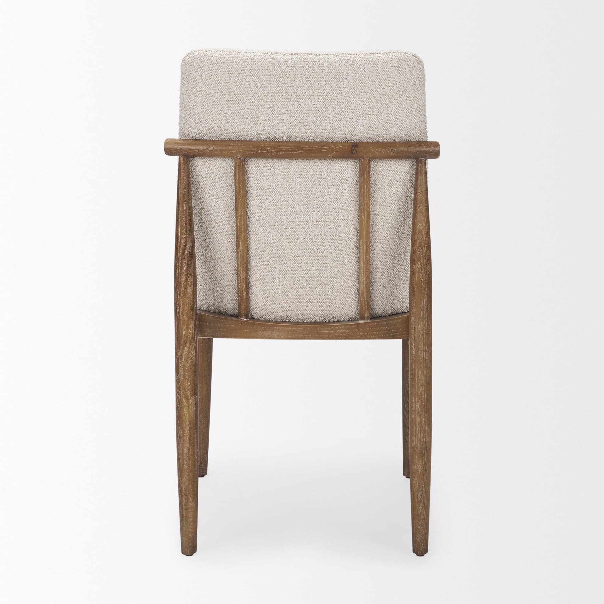 Cavett Curved Back Dining Side Chair | Cream Boucle w/ Wood — product photograph