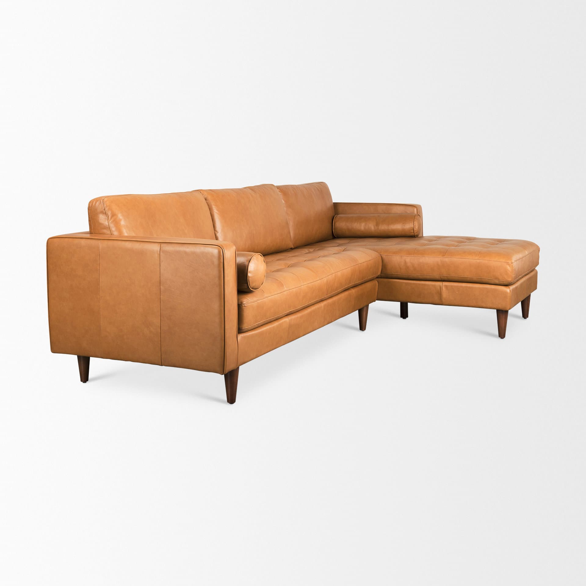 Svend 111.4L x 68.0W x 33.9H Tan Leather Right Chaise Sectional Sofa — product photograph