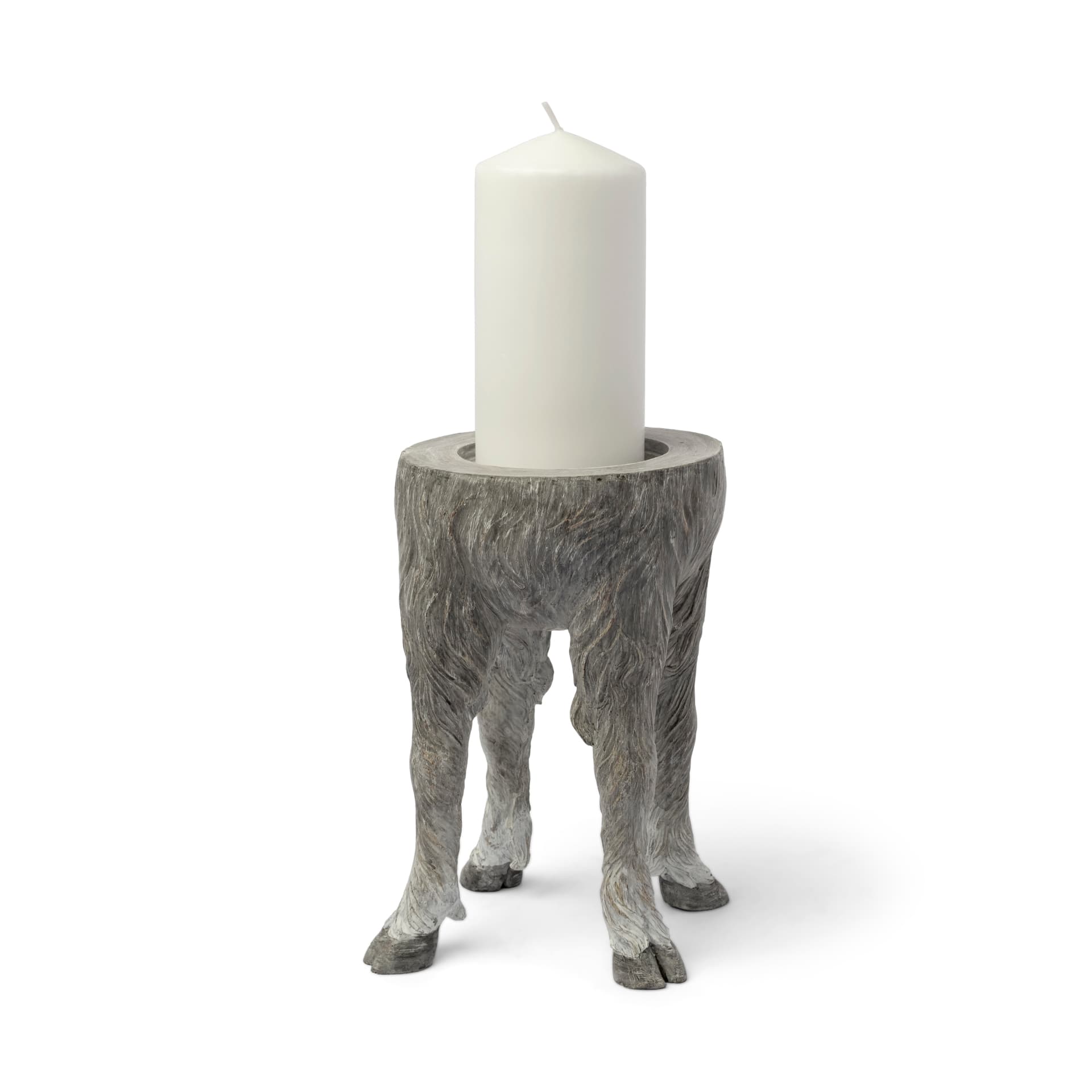 Pan Large Gray Ceramic Hoofed Table Candle Holder — product photograph