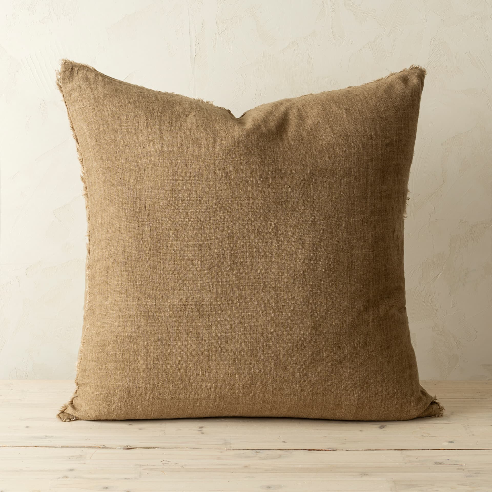Lina 24x24 Hazelnut Linen Decorative Pillow Cover w/Filler — product photograph