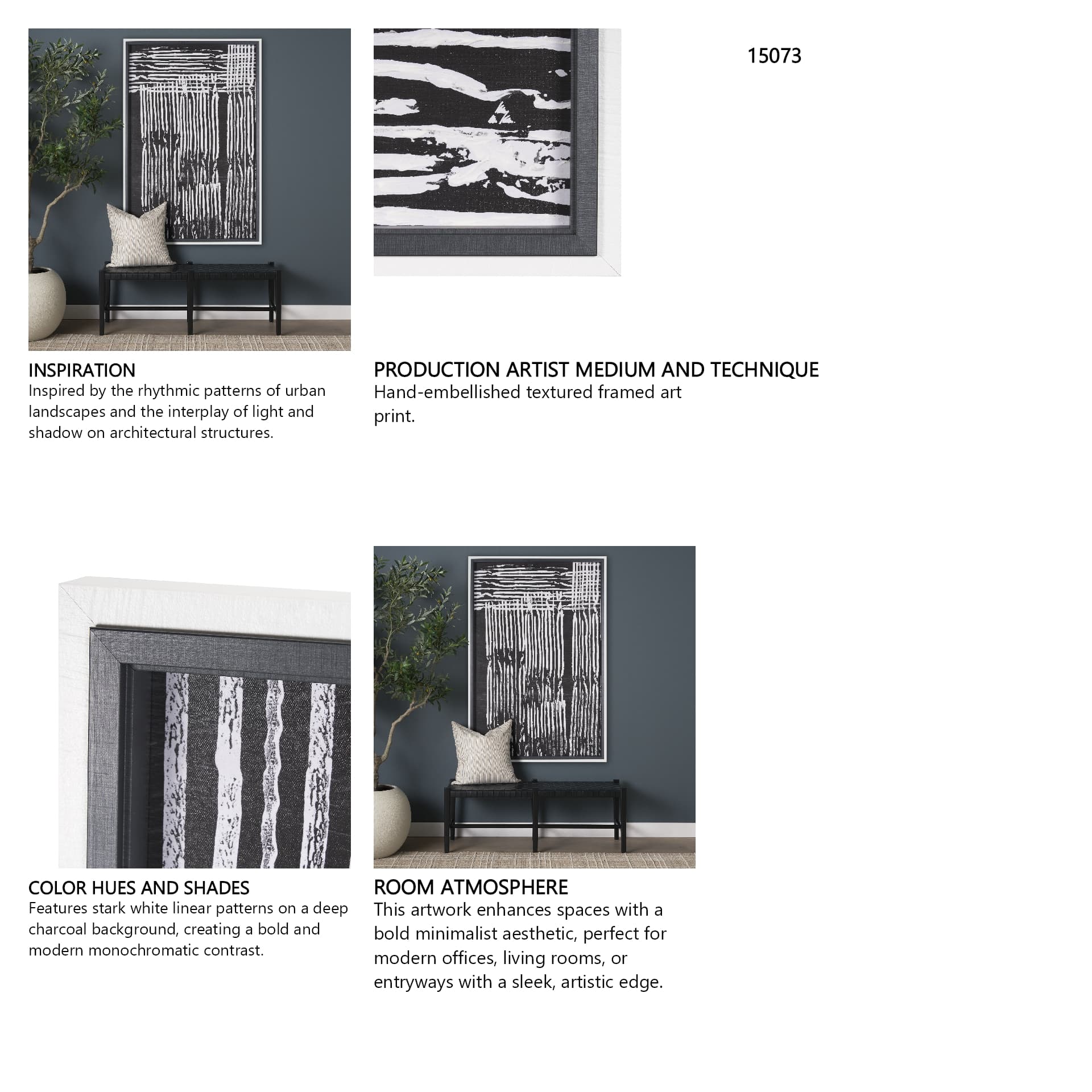 Woven Lines II by Mercana Studio a Hand Embellished Textured Framed Art Print — in a styled room
