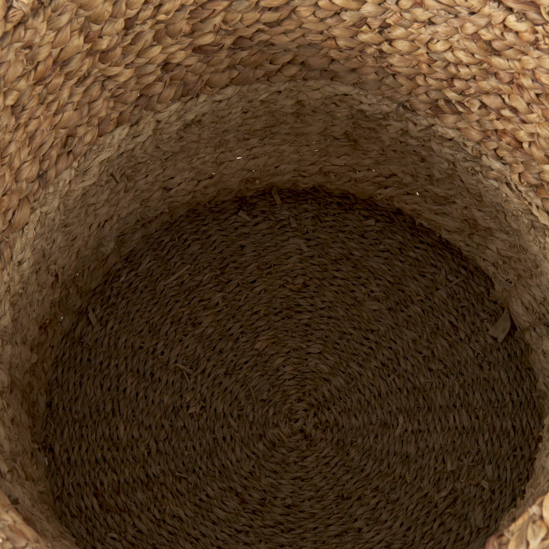 Morocco (Set of 3) Brown Two Tone Water Hyacinth and Cornhusk Round Basket W/ Handles — product photograph