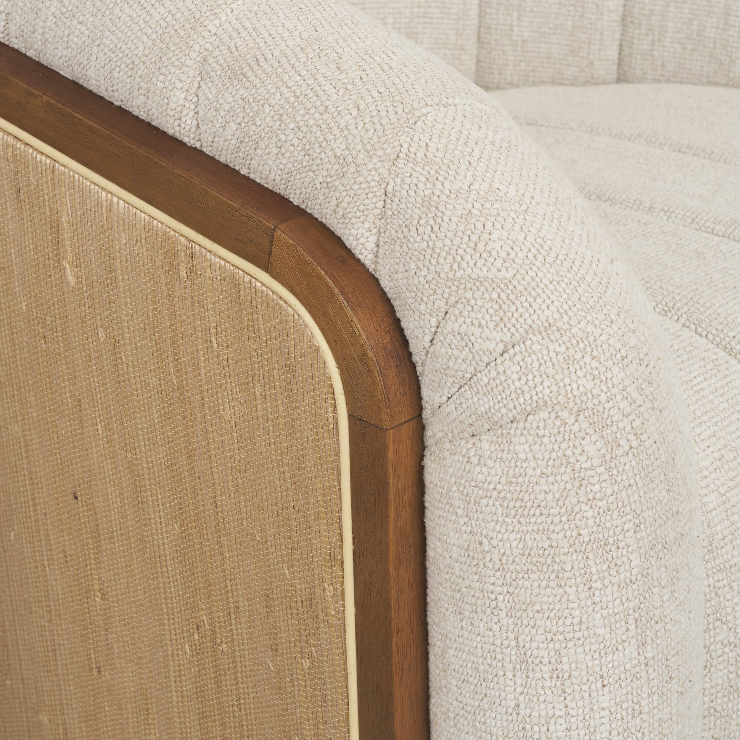 Fonda Cream Fabric w/ Natural Jute Swivel Accent Chair — product photograph