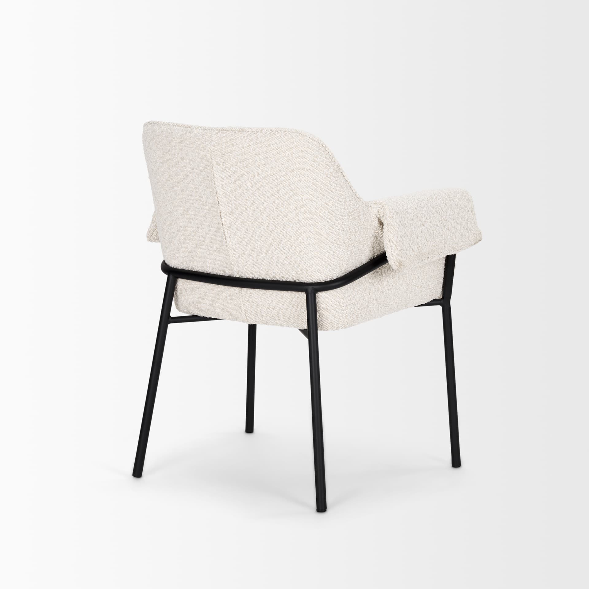 Brently Curved Back Dining Arm Chair | Cream Boucle w/ Metal — product photograph