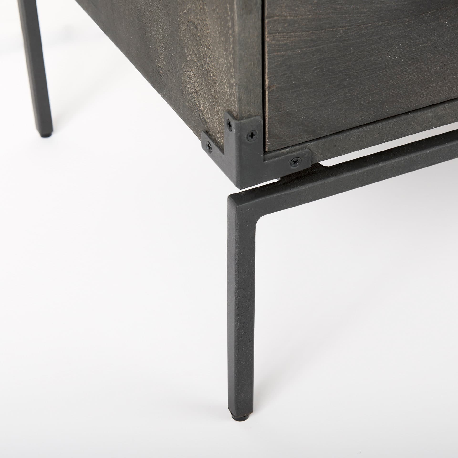 Ward 34L x 18W Brown Wood and Iron 3 Drawer Accent Cabinet — product photograph