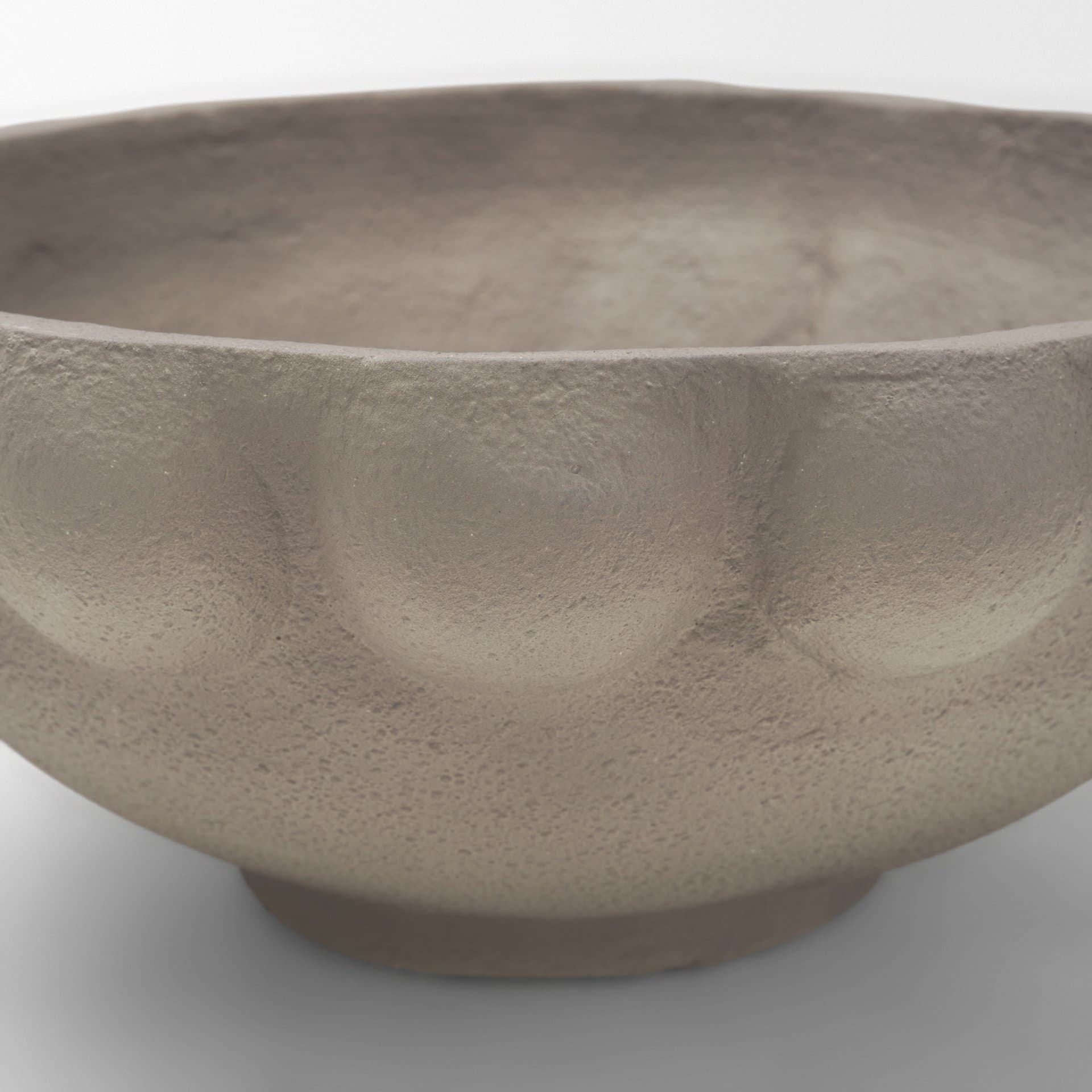 Konya Large Earthen Gray-Brown Dotted Paper Mache Centerpiece Bowl — product photograph
