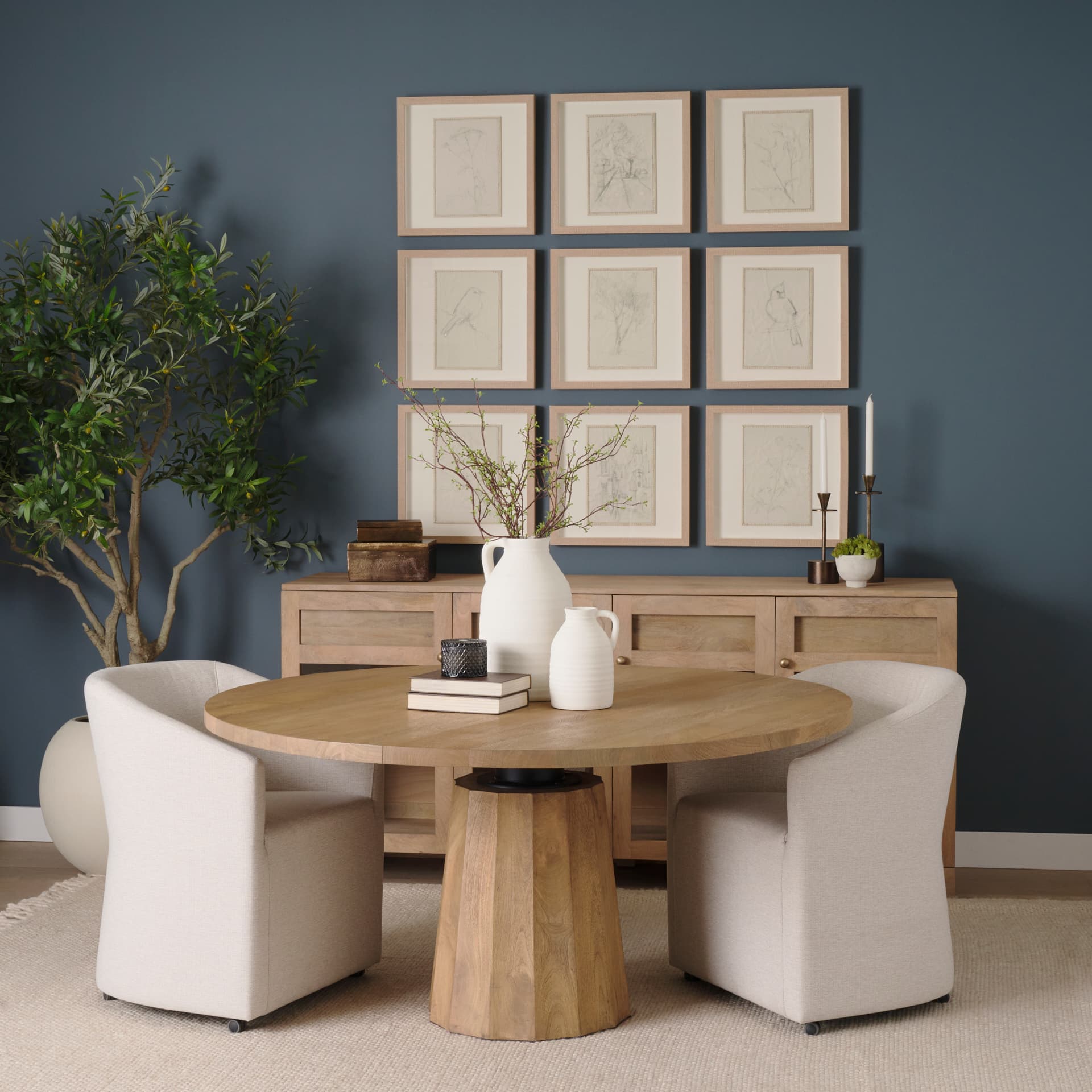 Suri Light Brown Wood w/ Glass Doors Sideboard — product photograph