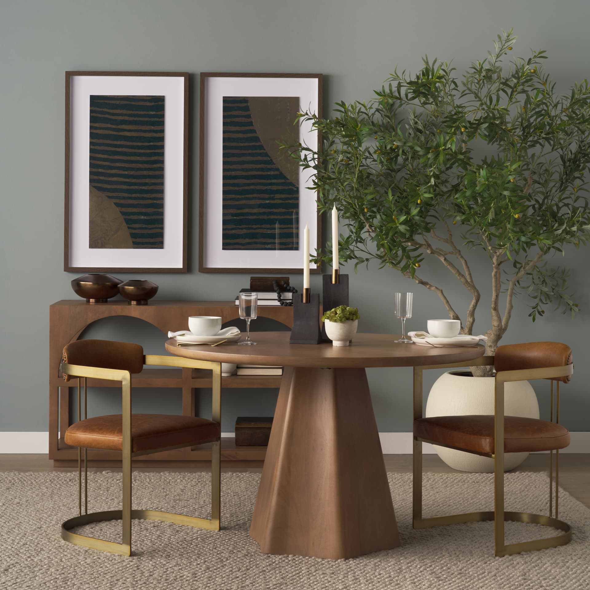Jovani 48" Round Pedestal Dining Table | Modern | Light Brown Wood | Seats 4 — product photograph