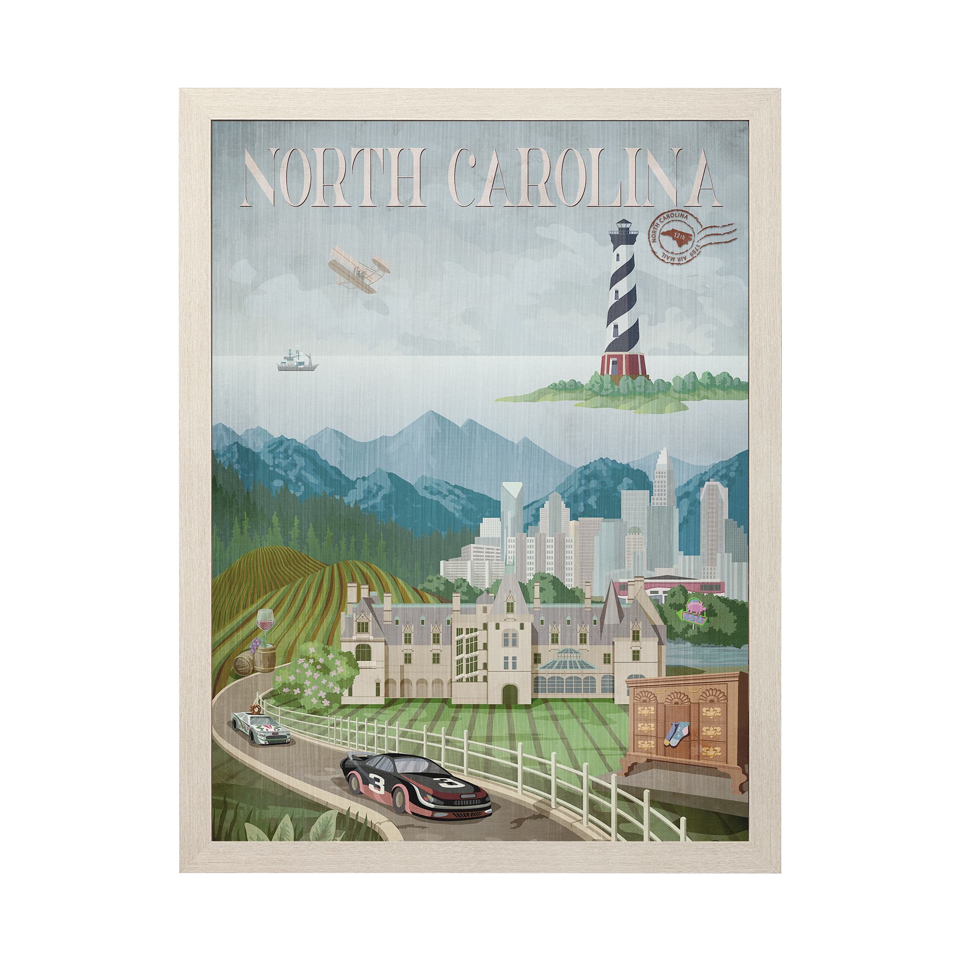 North Carolina by Mercana Studio a Hand Embellished Textured Framed Art Print — product photograph