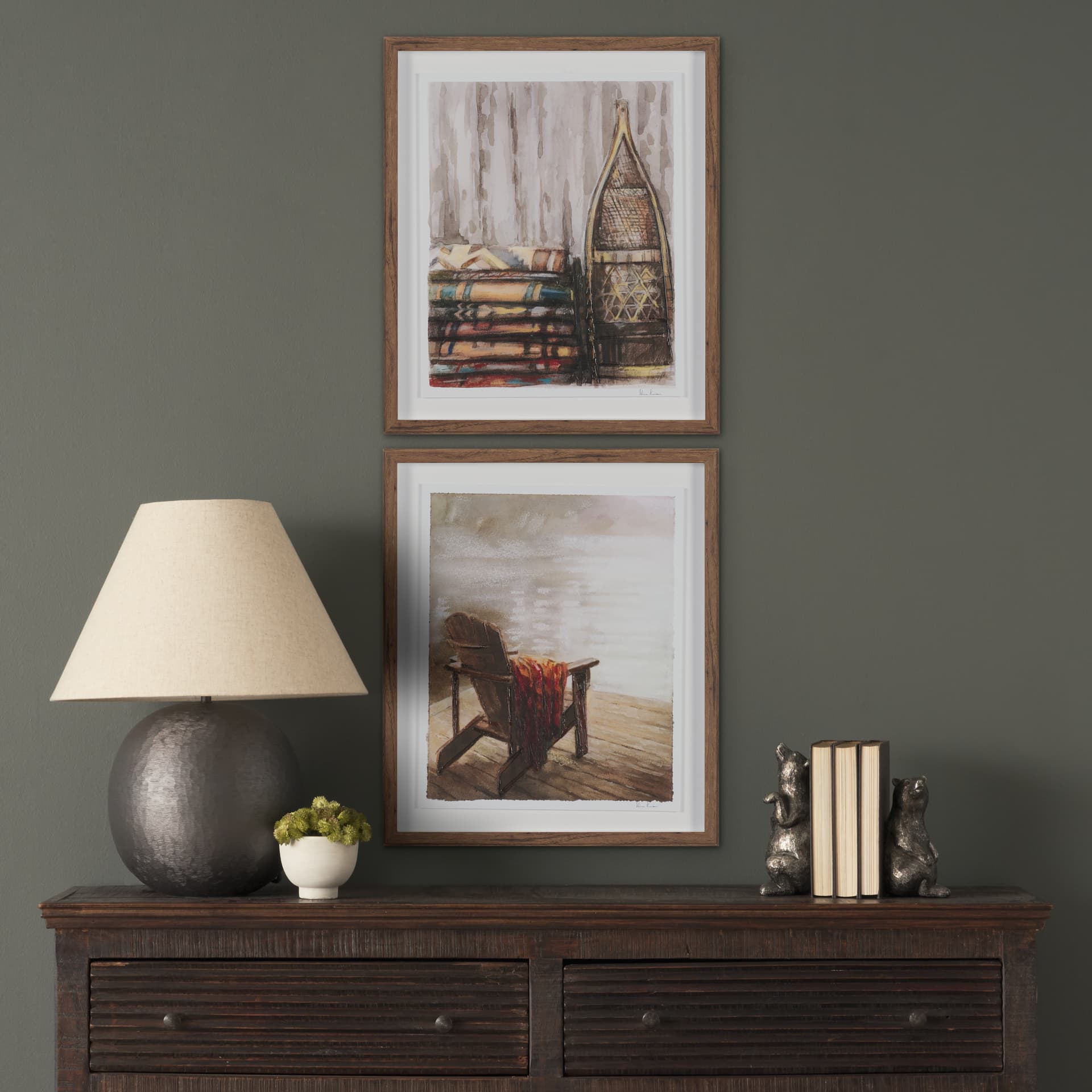 At The Cabin II by Mercana Studio Hand Embelished Framed Artwork Matted under Glass — product photograph