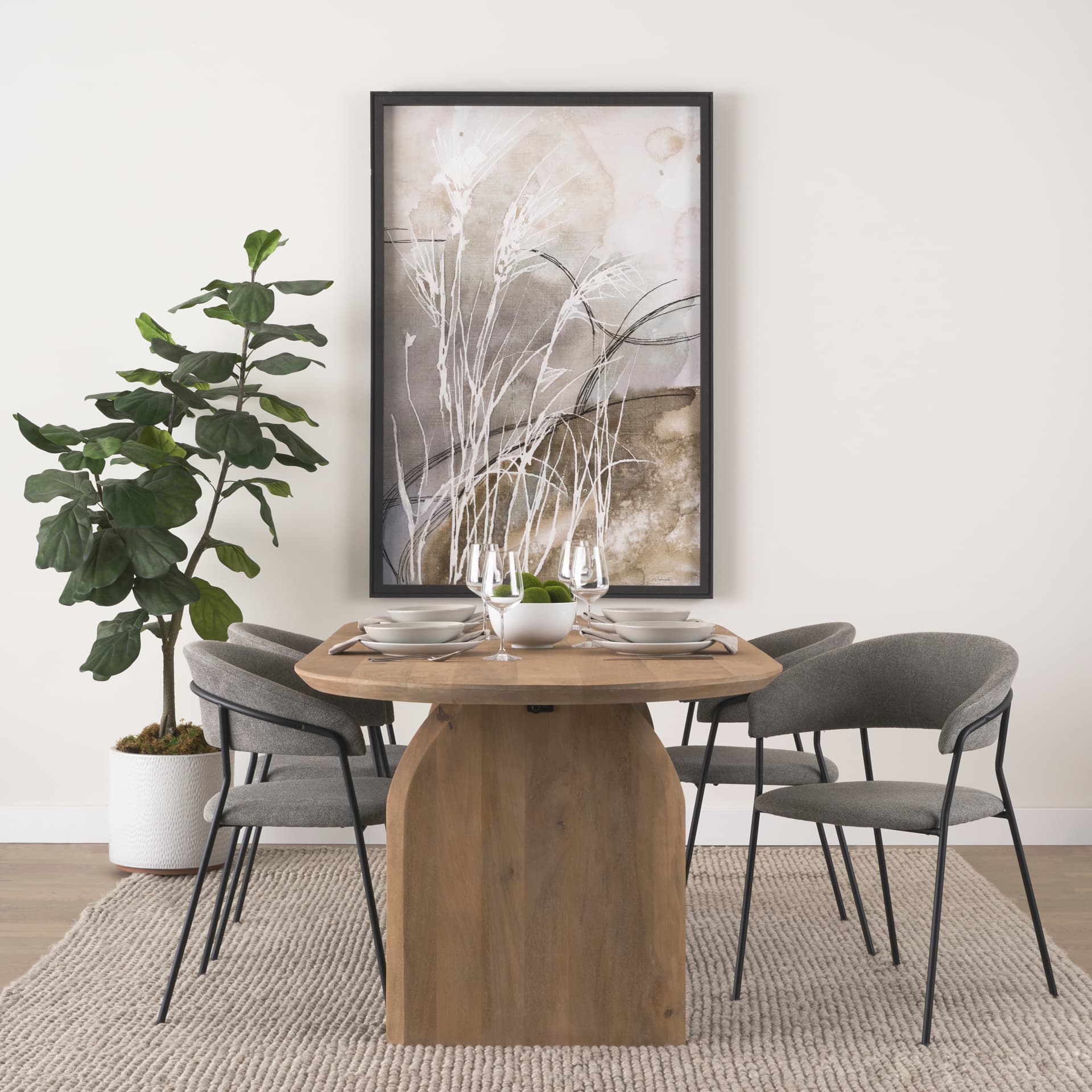 Carolyn Contoured Back Dining Side Chair | Gray Fabric w/ Metal — product photograph