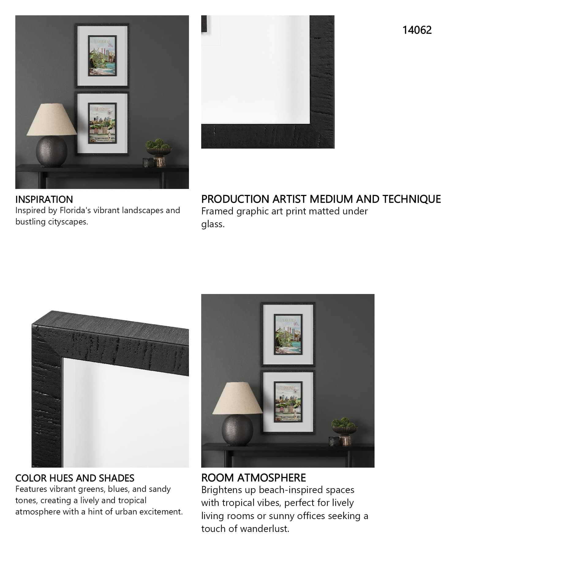 Florida Go USA (M) by Mercana Studio a Framed Art Print Matted under Glass — in a styled room