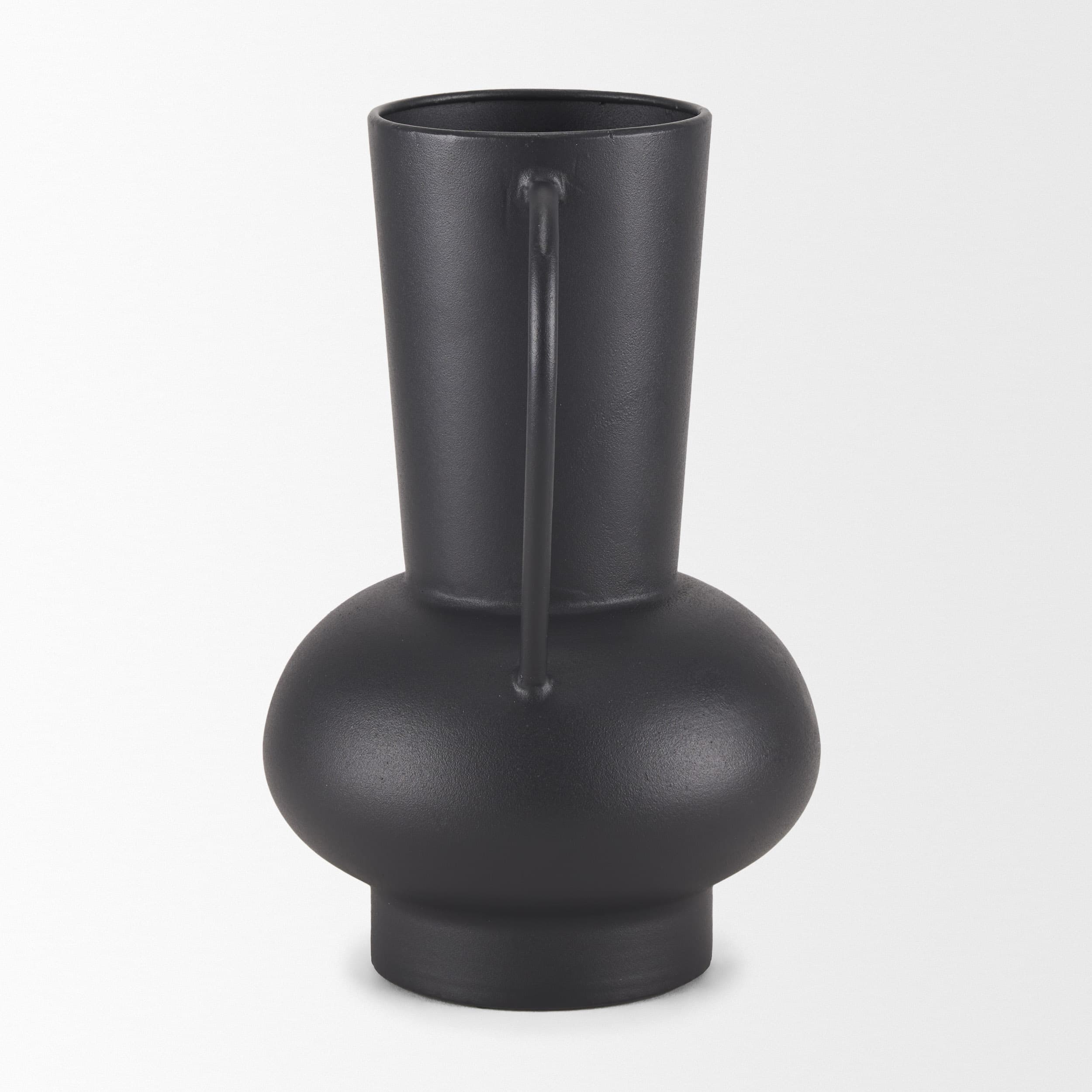 Tasya Large Matte Black w/ Handles Metal Vase — product photograph