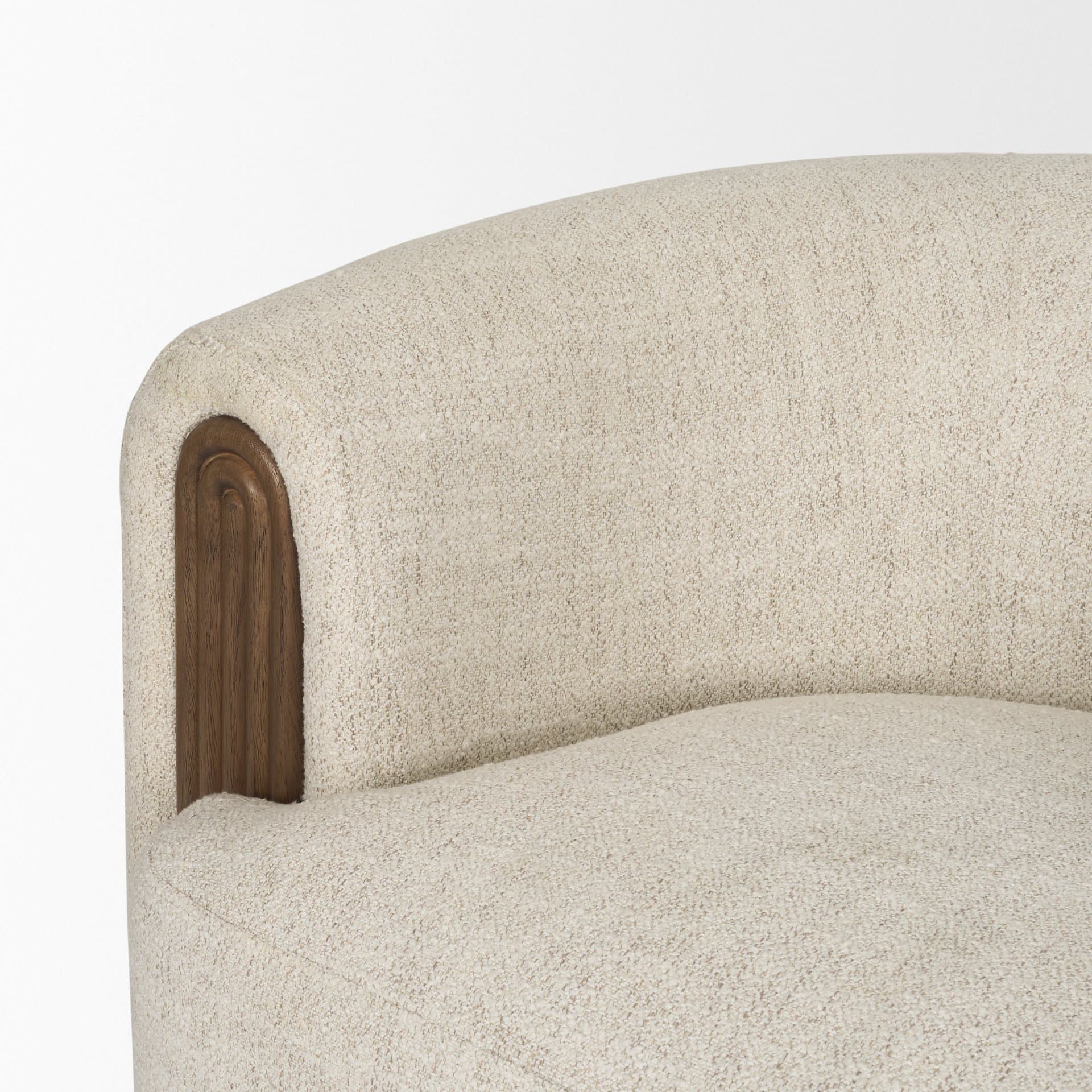 Kornelia Soft Oatmeal Fabric Barrel Accent Chair — product photograph