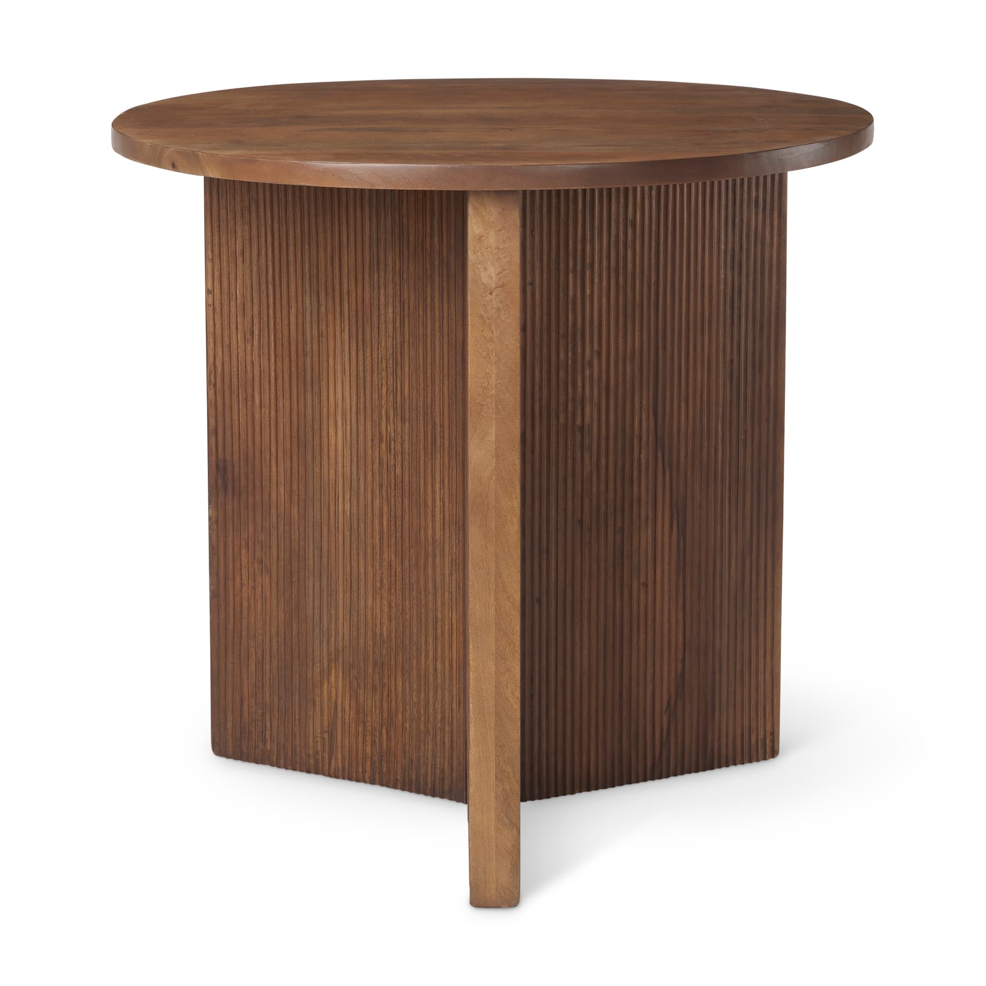 Enzo 32" Round Tabletop w/ Fluted Wood Base Foyer Accent Table — product photograph