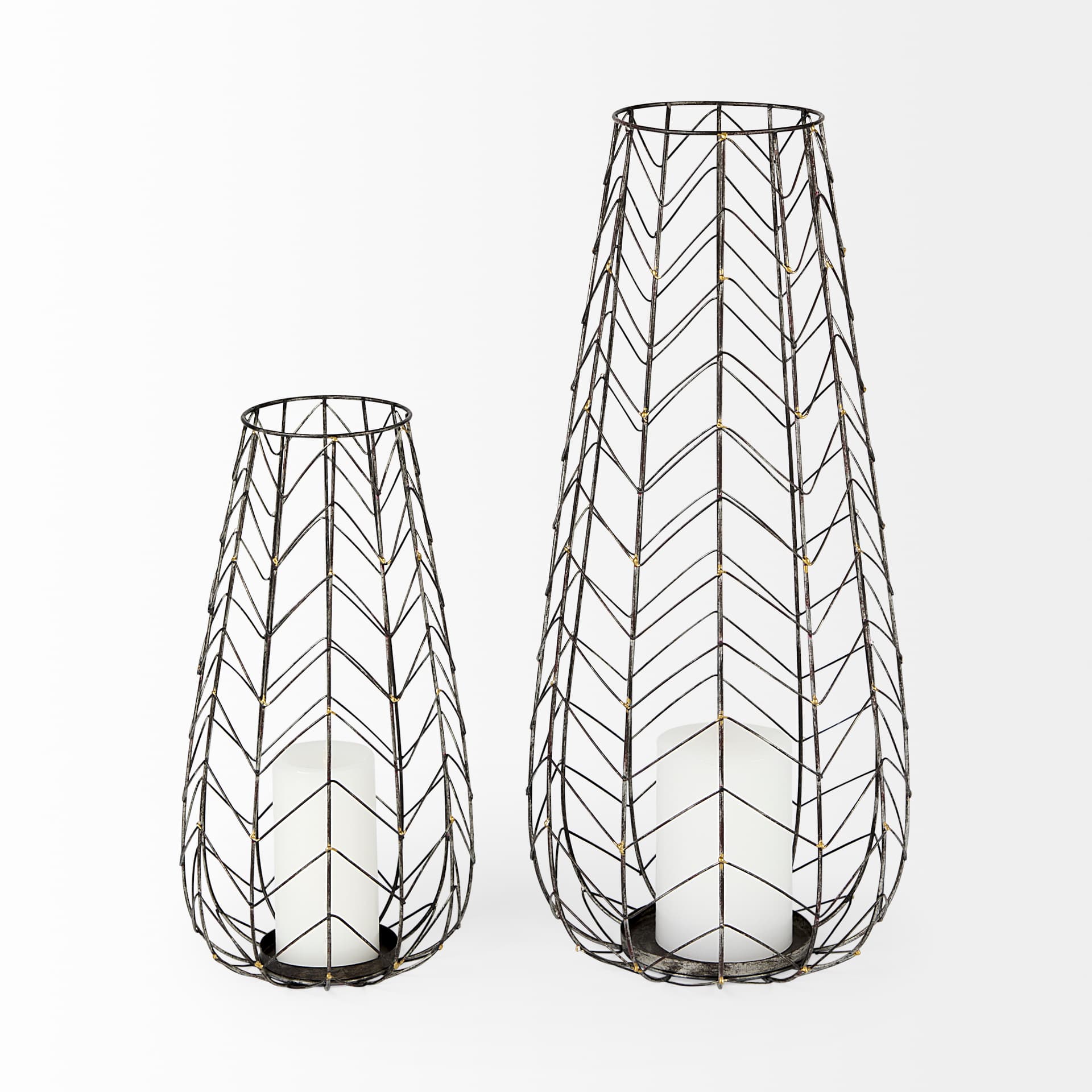 Petiole I Small Gold Toned Metal Table Candle Holder — product photograph
