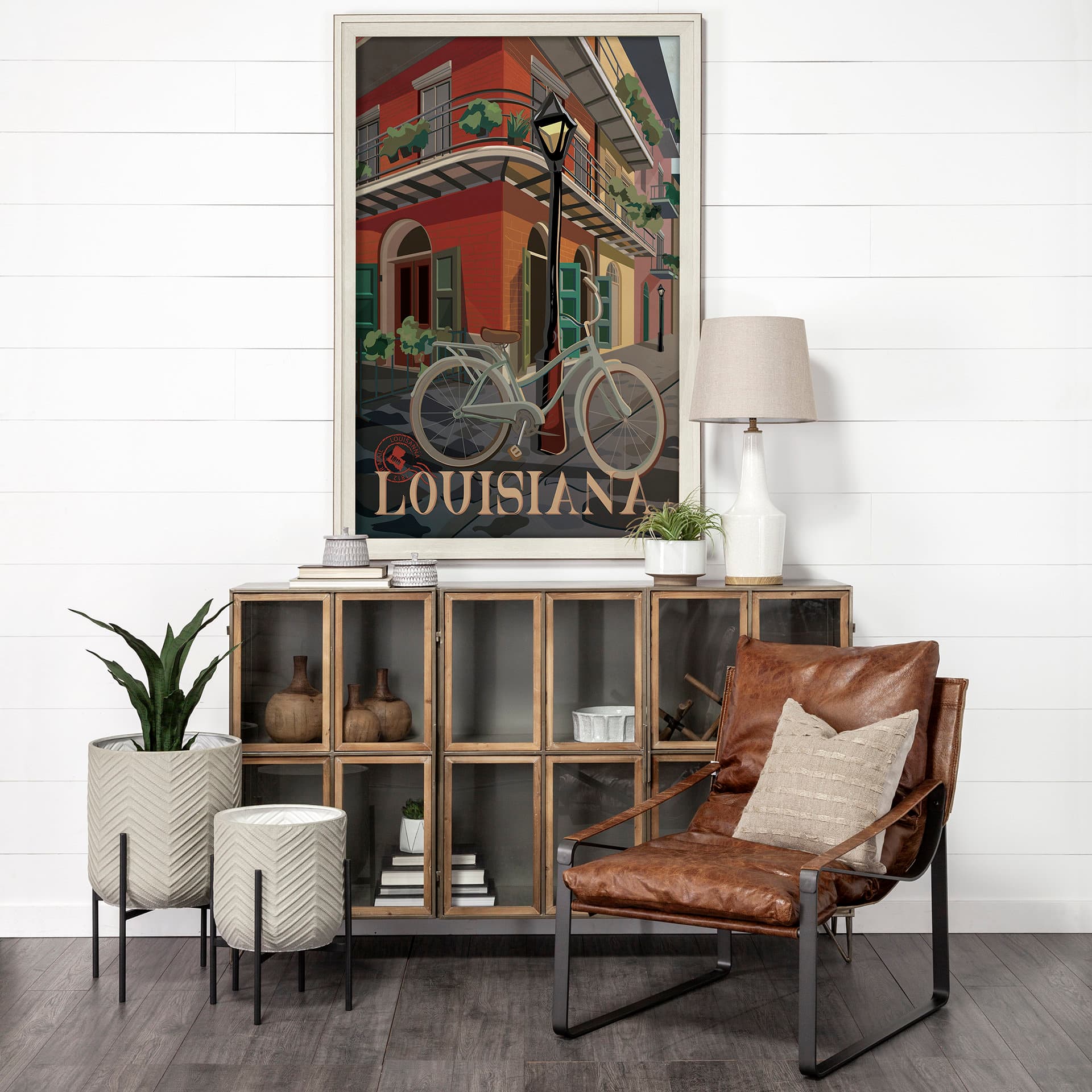 Louisiana Go USA (XL) by Mercana Studio a Hand Embellished Decograph Framed Art Print under Glass — in a styled room
