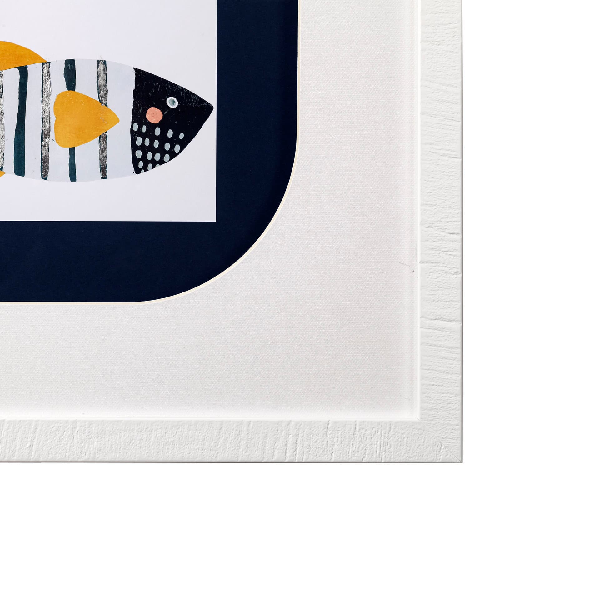 Patterned Fish II by Victoria Barnes a Hand Embellished Textured Framed Art Print Matted under Glass — product photograph