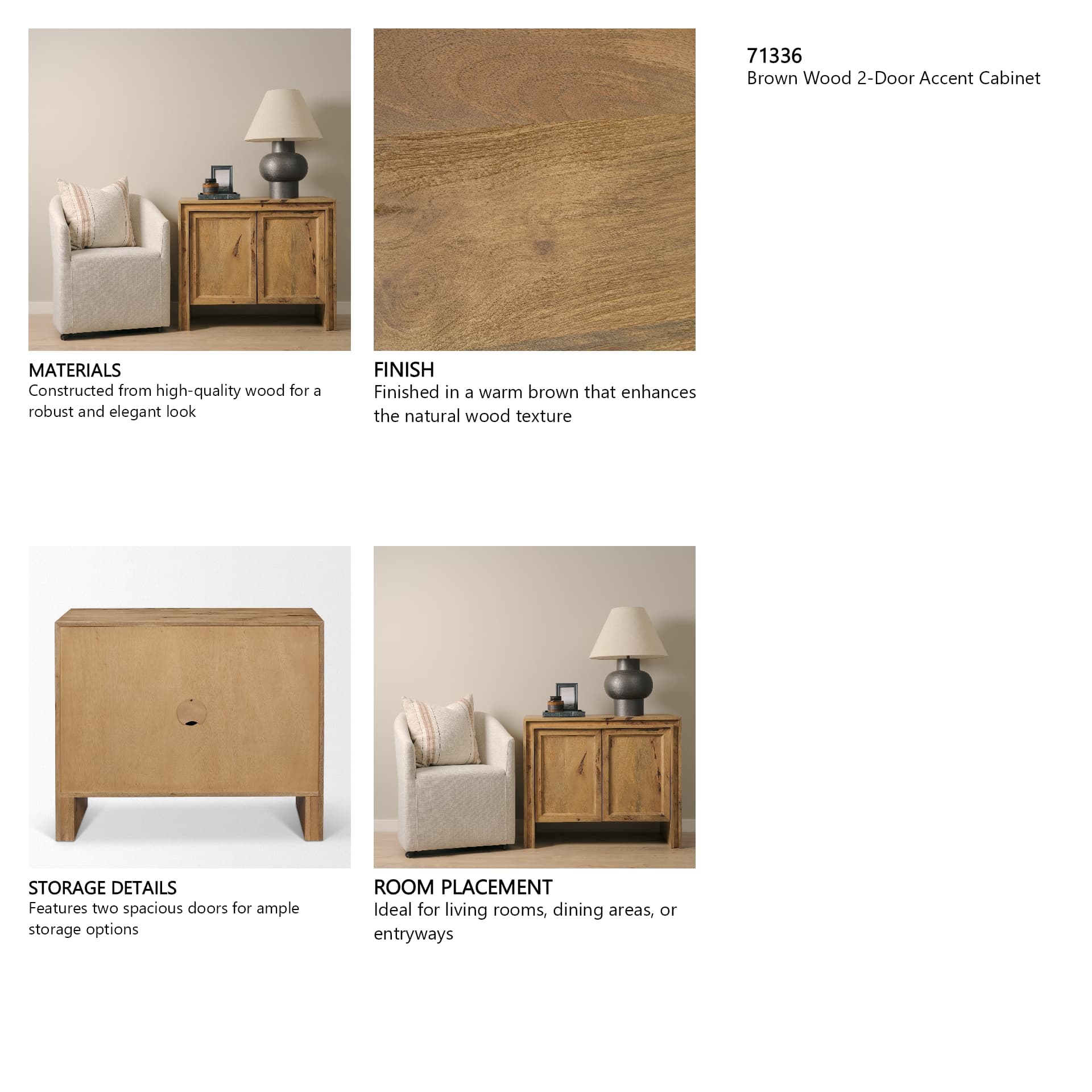 Notts Brown Wood 2-Door Accent Cabinet — in a styled room