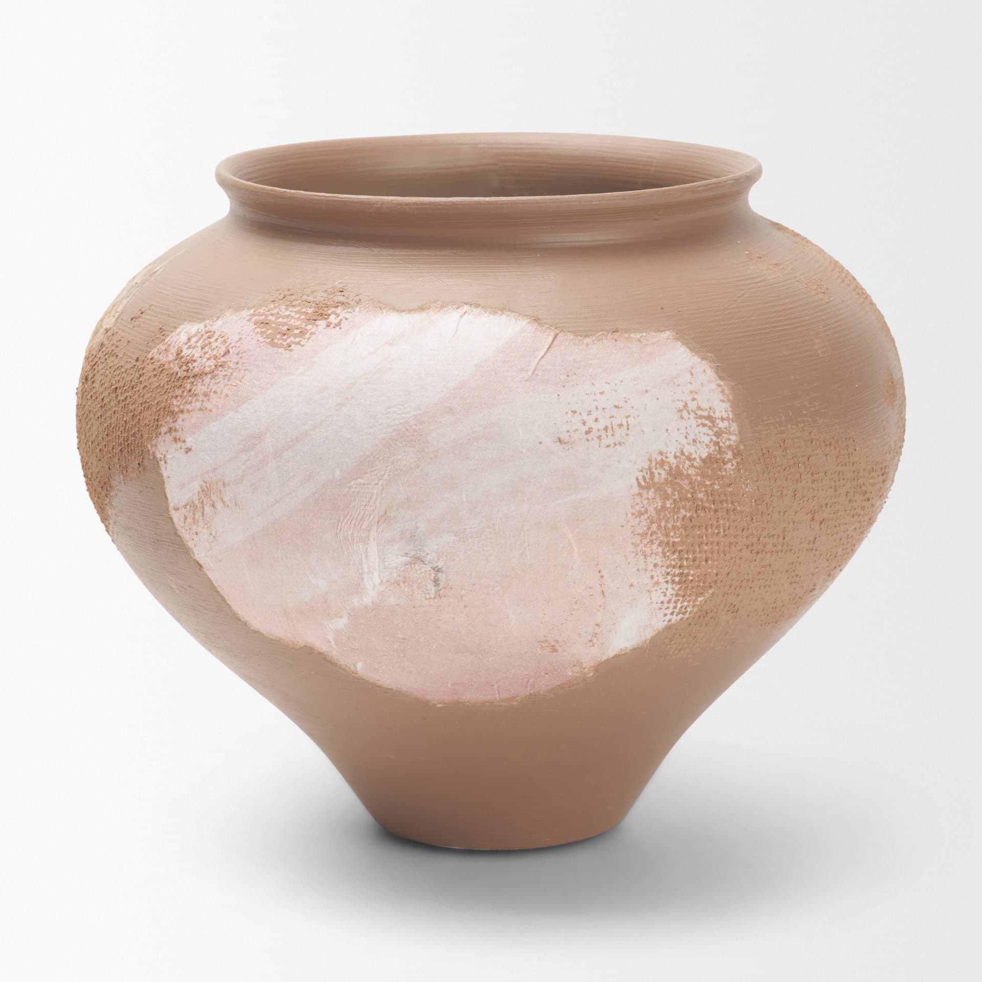 Velo Brown w/White Hand-Painted Terracotta Decorative Vase — product photograph