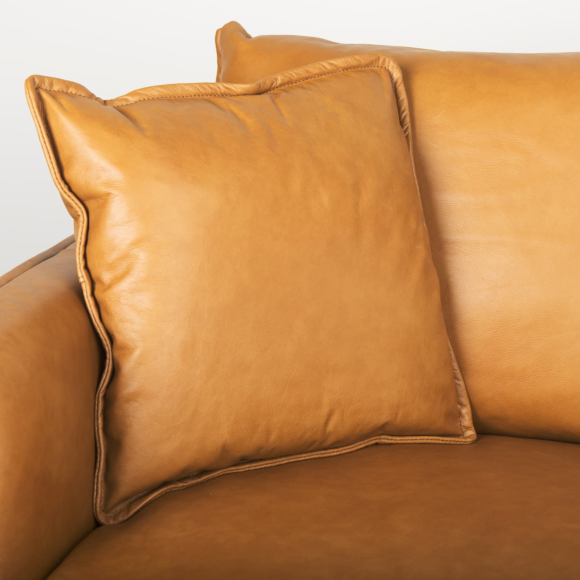 Lake Como 85.8W Tan Leather Three Seater Sofa — product photograph