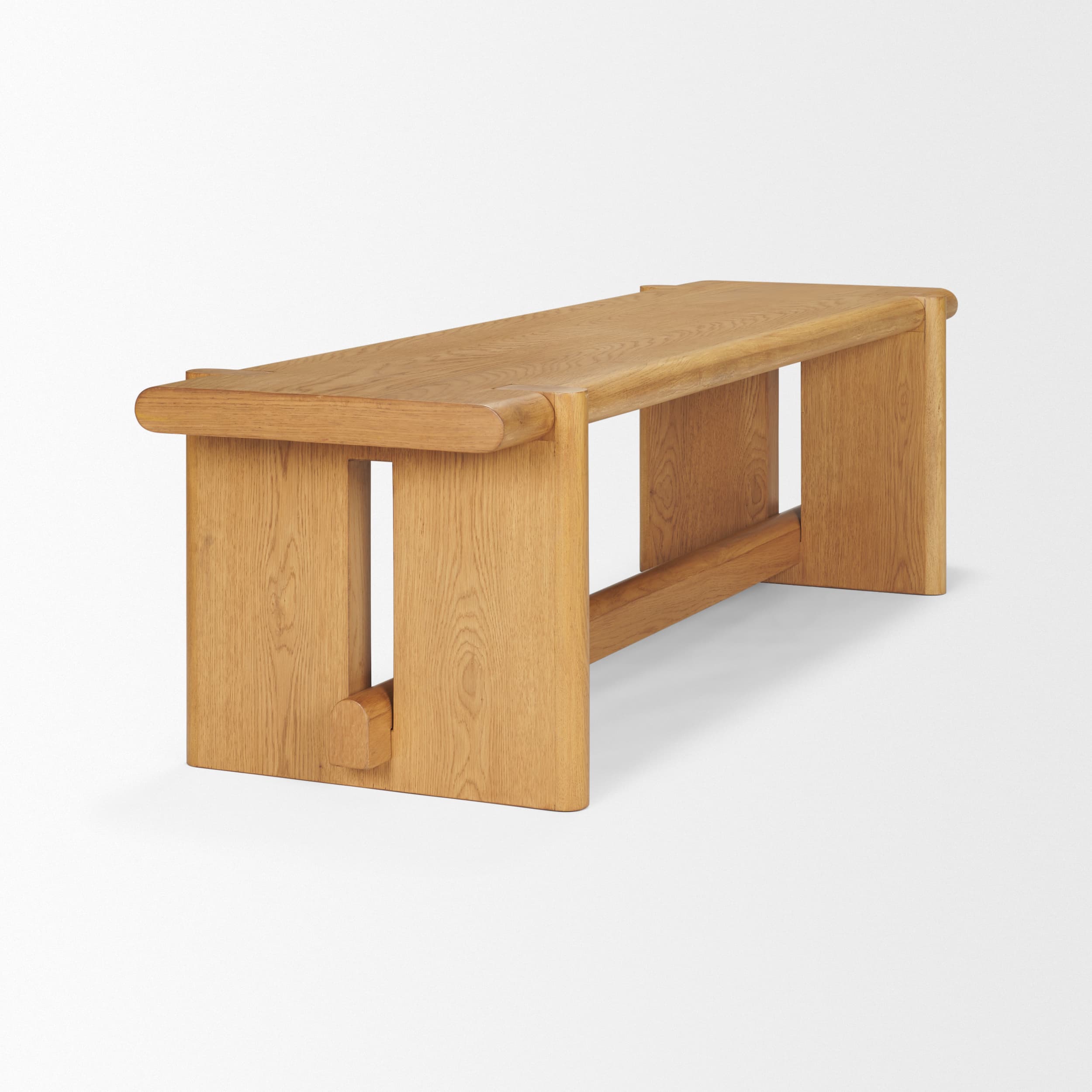 Rowan Light Brown Oak Wood Bench — product photograph