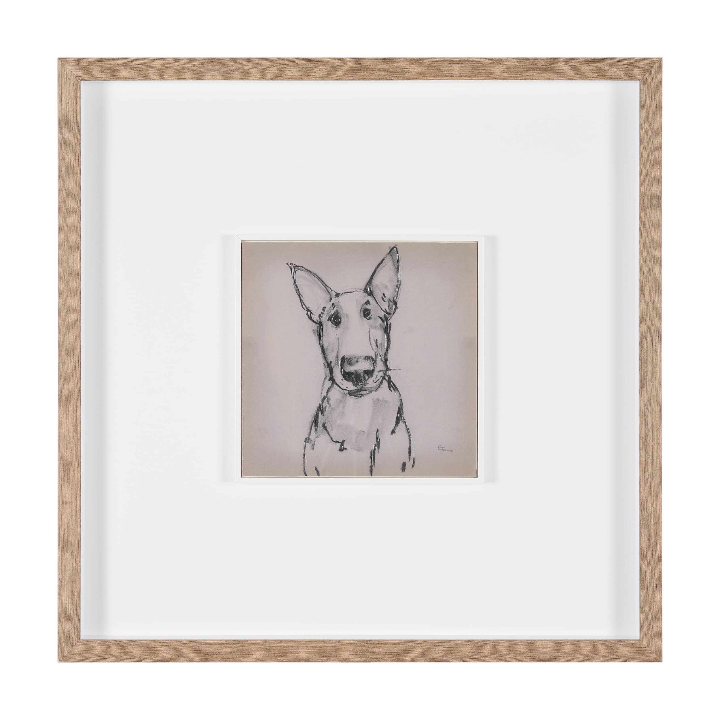 English Bull Terrier by Mercana Studio Hand-Embellished Framed Artwork Matted under Glass — product photograph