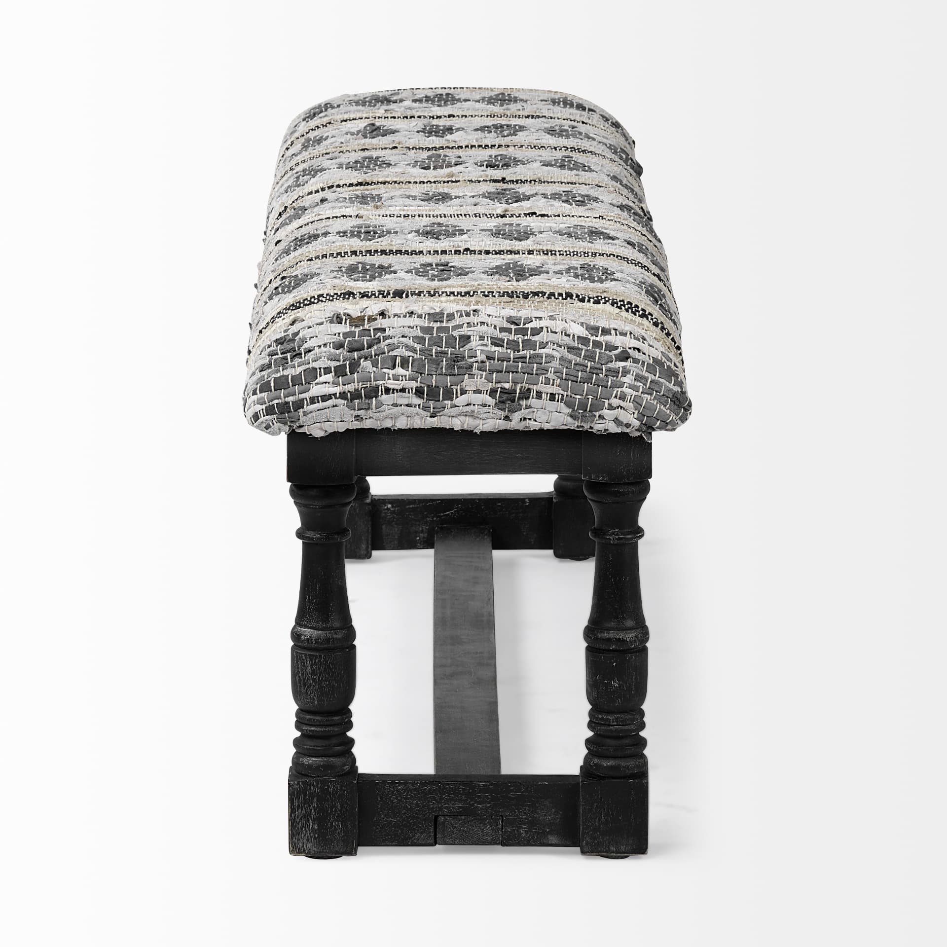 Denison II 56L x 15W Black Wood Base Woven-Leather Cushion Top Accent Bench — product photograph
