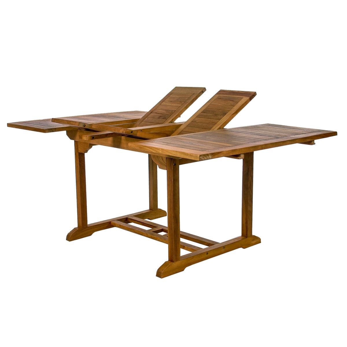 5-Piece Teak Butterfly Extension Table Dining Chair Set with Red Cushions TD72-20-R — product photograph