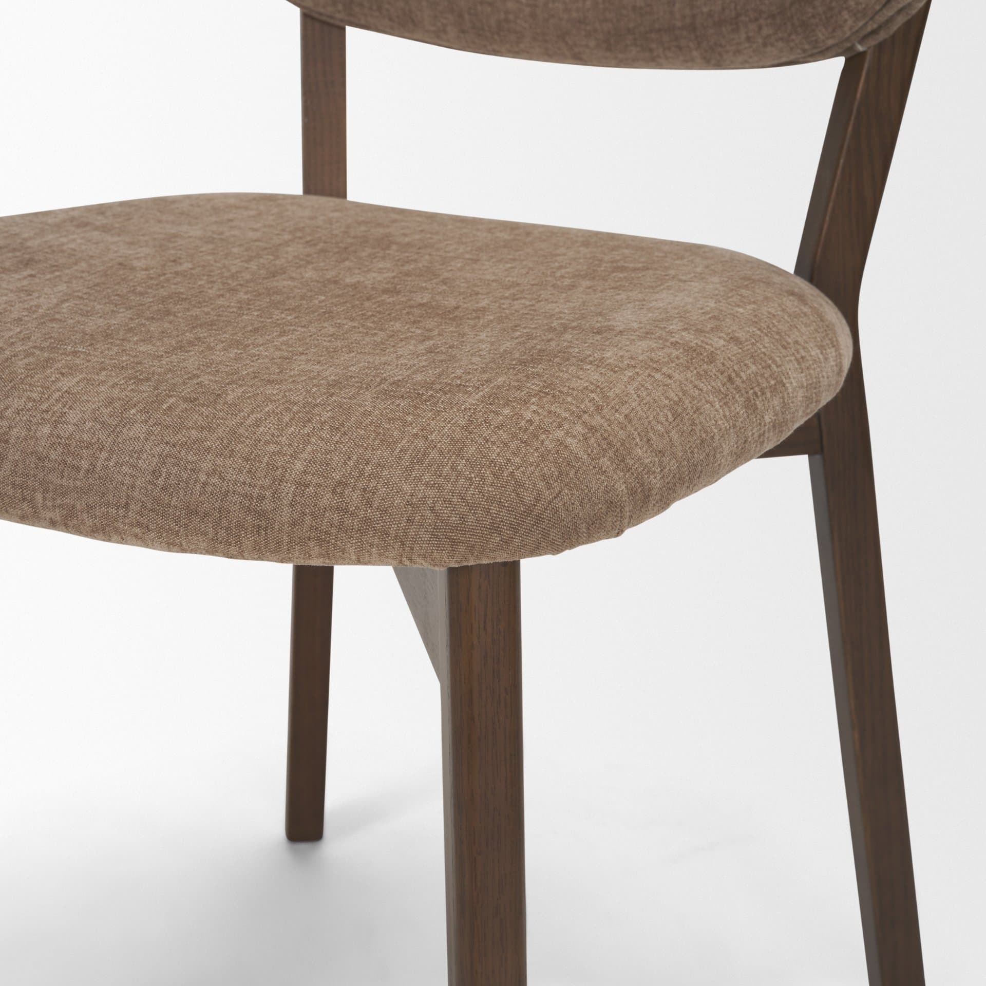 Cole Open Back Dining Side Chair | Stonewashed Latte Fabric w/ Wood — product photograph