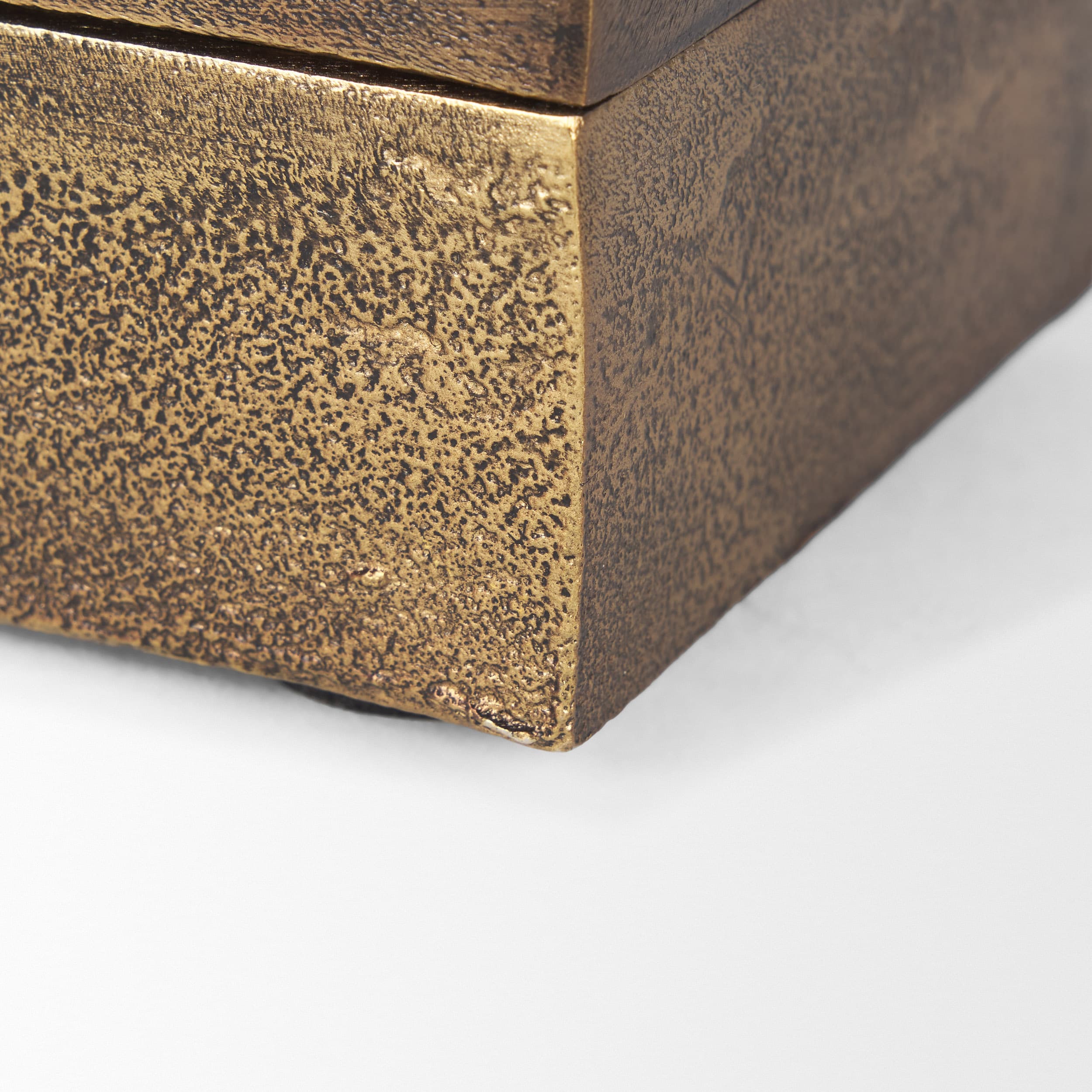 Porschia Small Antiqued Gold Metal Decorative Box — product photograph