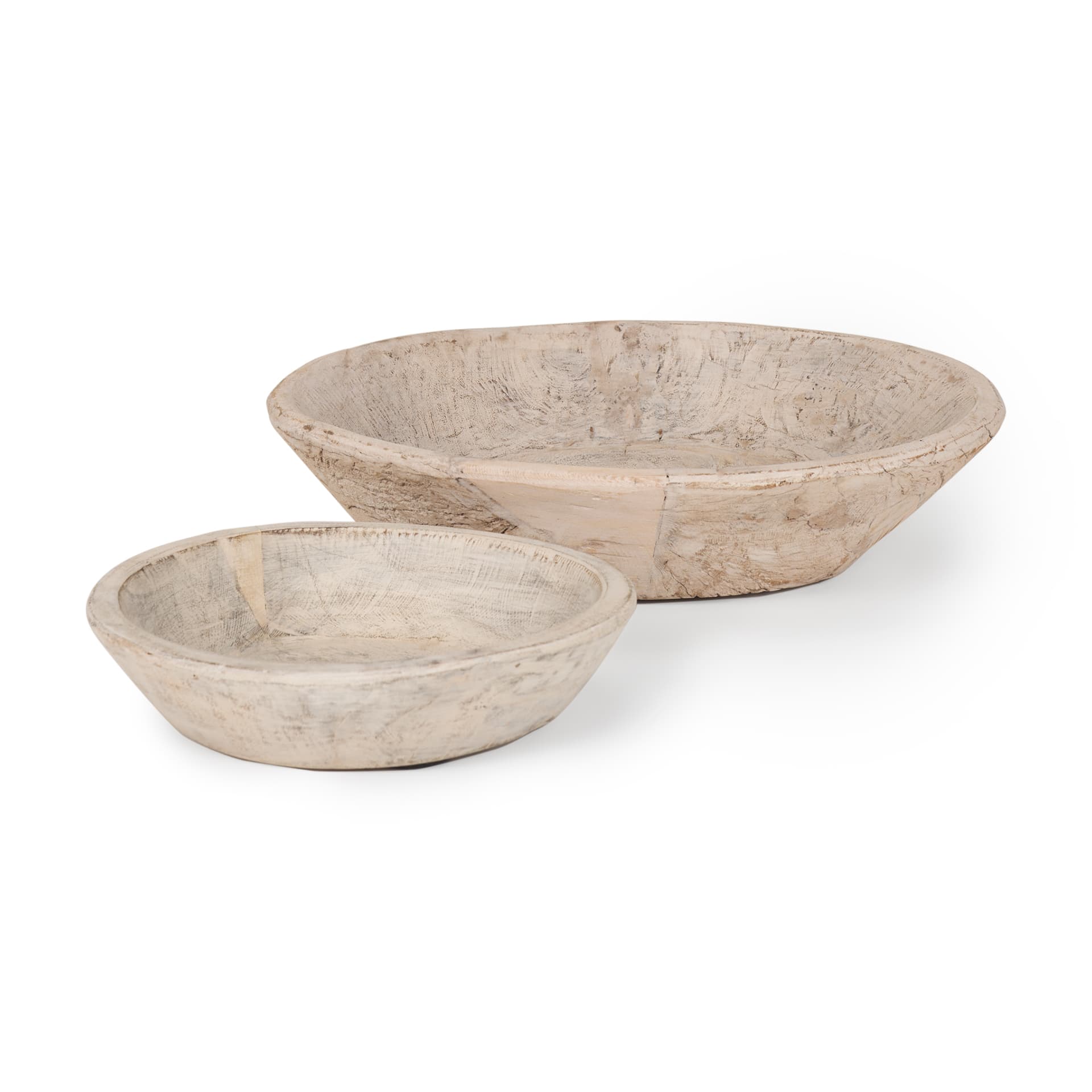Nikita Set of 2 Large Light-Wash Reclaimed Wood Bowls — product photograph