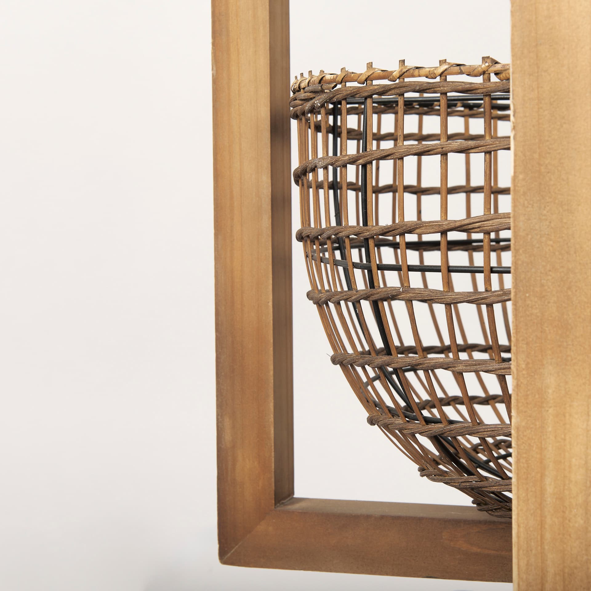 Kiley Warm Wood Basket Lantern Pendant Light — product photograph