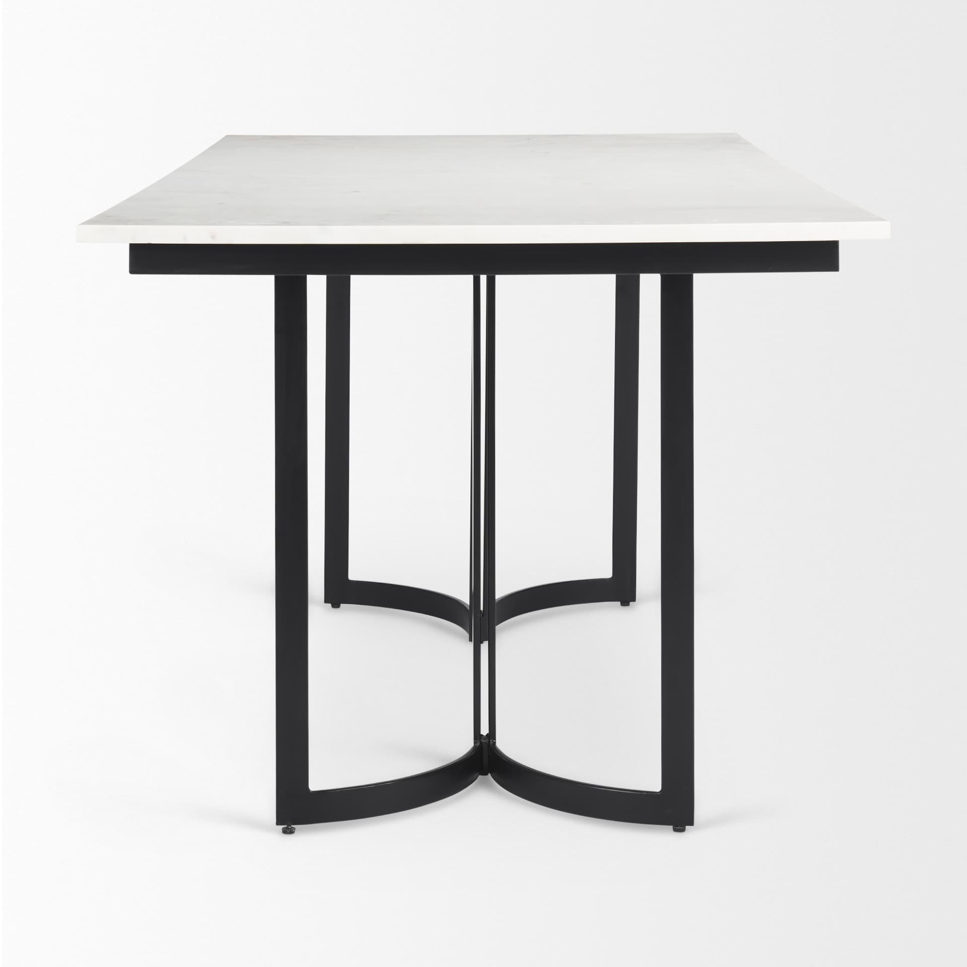 Tanner 71"L x 35"W Rectangular Pedestal Dining Table | Modern | White Marble & Black Metal | Seats 6 — product photograph