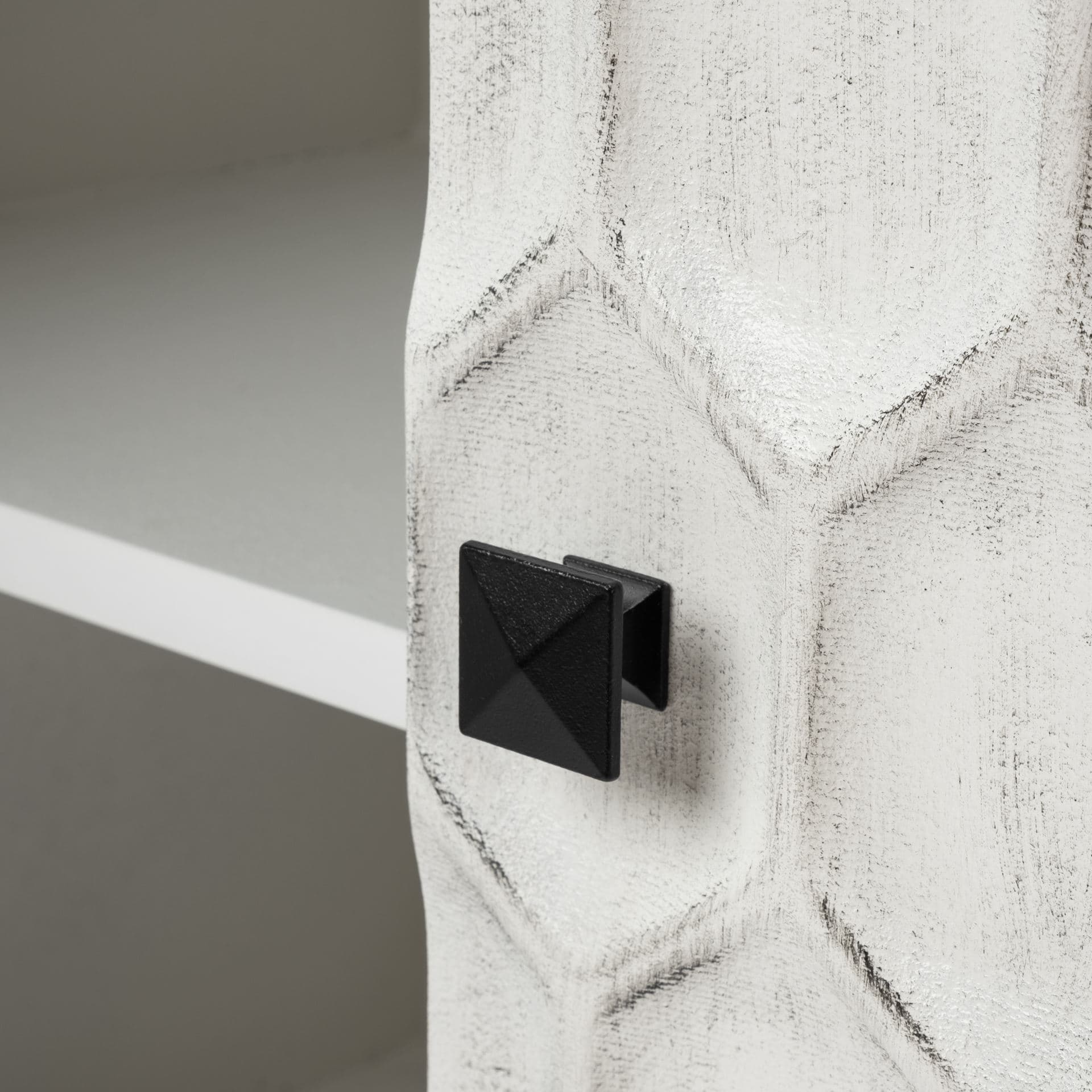 Savannah White Fir Veneer & Gray Metal 3-Door Accent Cabinet — product photograph