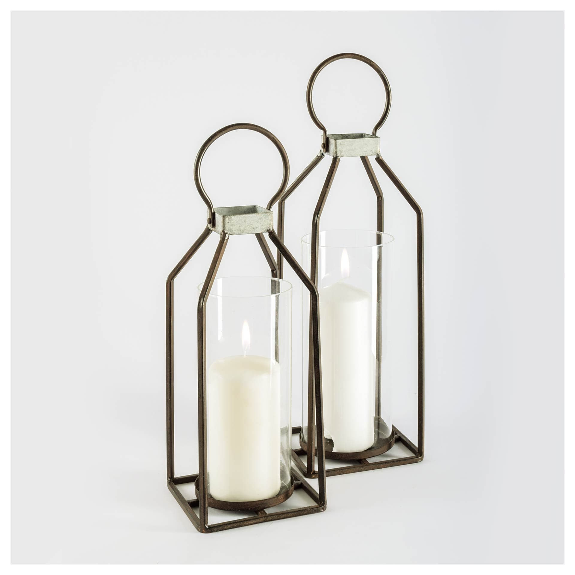 Kingston I Large Rustic Metal Framed Table Candle Holder — product photograph